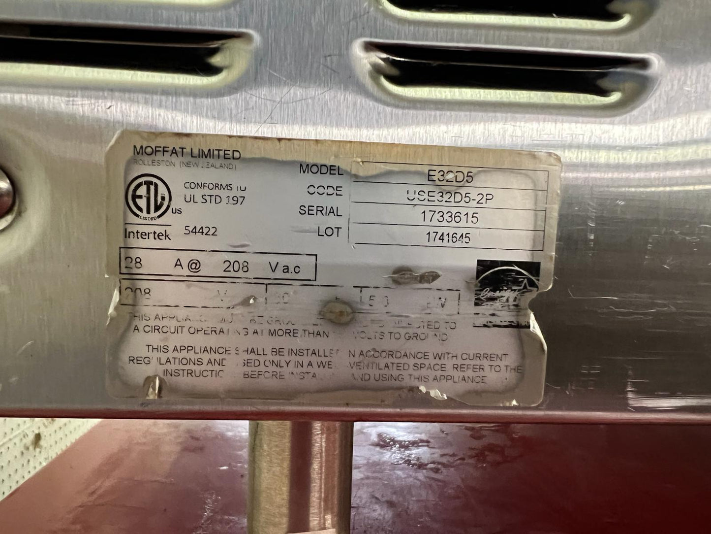Used 29" Moffat Turbofan E32D5 Full Size Digital Electric Convection Oven 208V