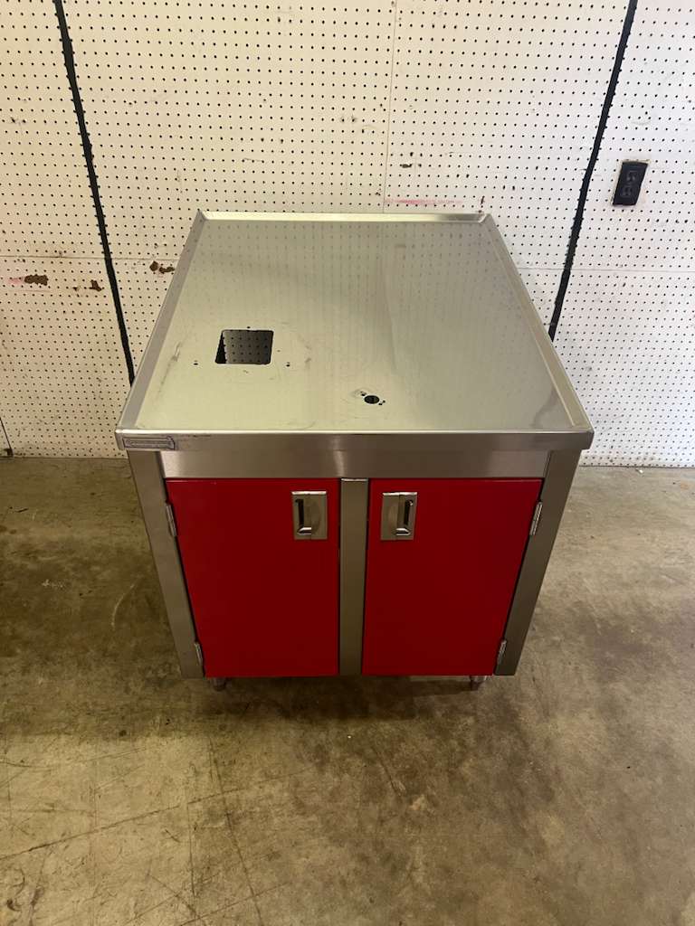 Used 30"x37" Stainless Work Table 2 Door Cabinet