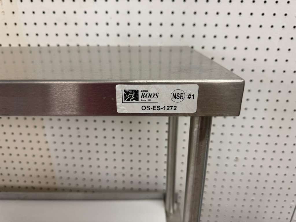 Used 72"x 30" Stainless Poly Top table with a 72"x 12" Overshelf on Casters