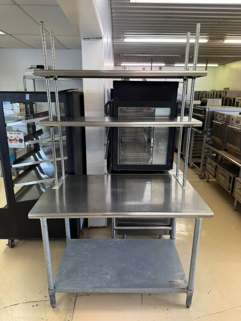 Used 48"x 30"x 83" Stainless Steel Table with Overshelves