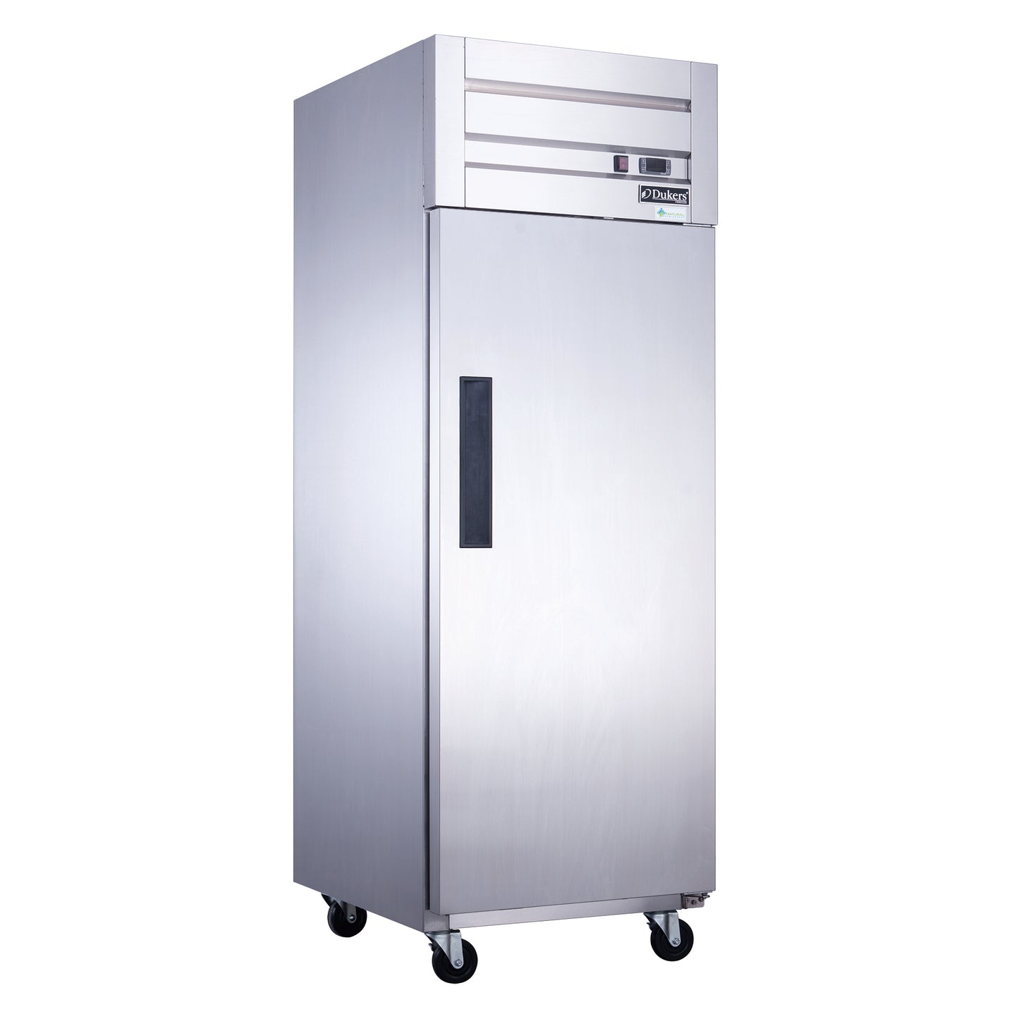 New Dukers D28AR Commercial Single Solid Door Top Mount Reach-in Refrigerator in Stainless Steel