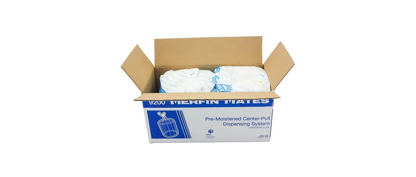 New Case Merfin Mates Pre-Moistened Hand Wipes for Center Pull Dispenser 2 Rolls