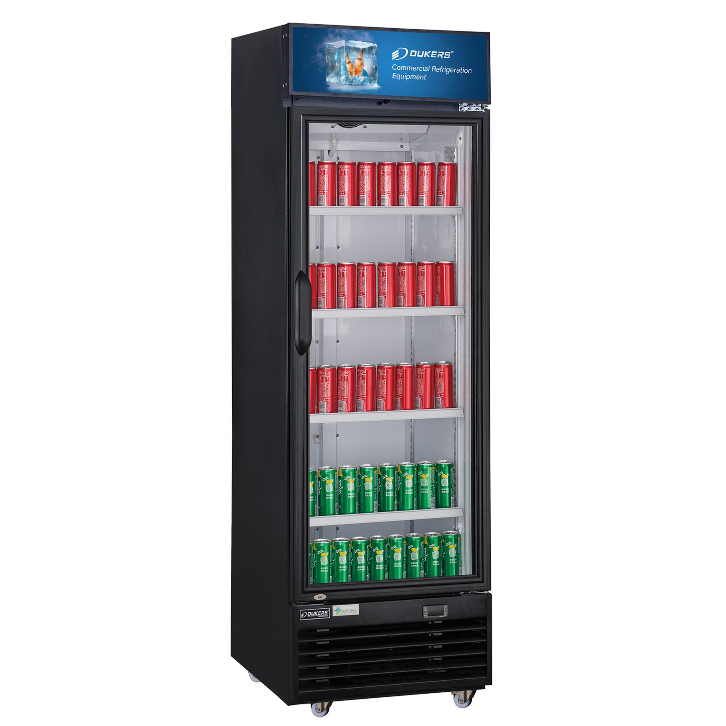 New Dukers DSM-19R Commercial Single Glass Swing Door Merchandising Reach-in Cooler Refrigerator