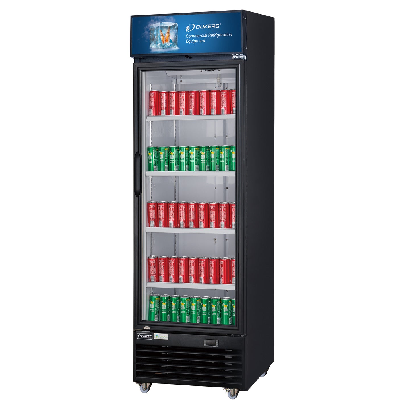 New Dukers DSM-15R Commercial Single Glass Swing Door Merchandising Reach-in Cooler Refrigerator