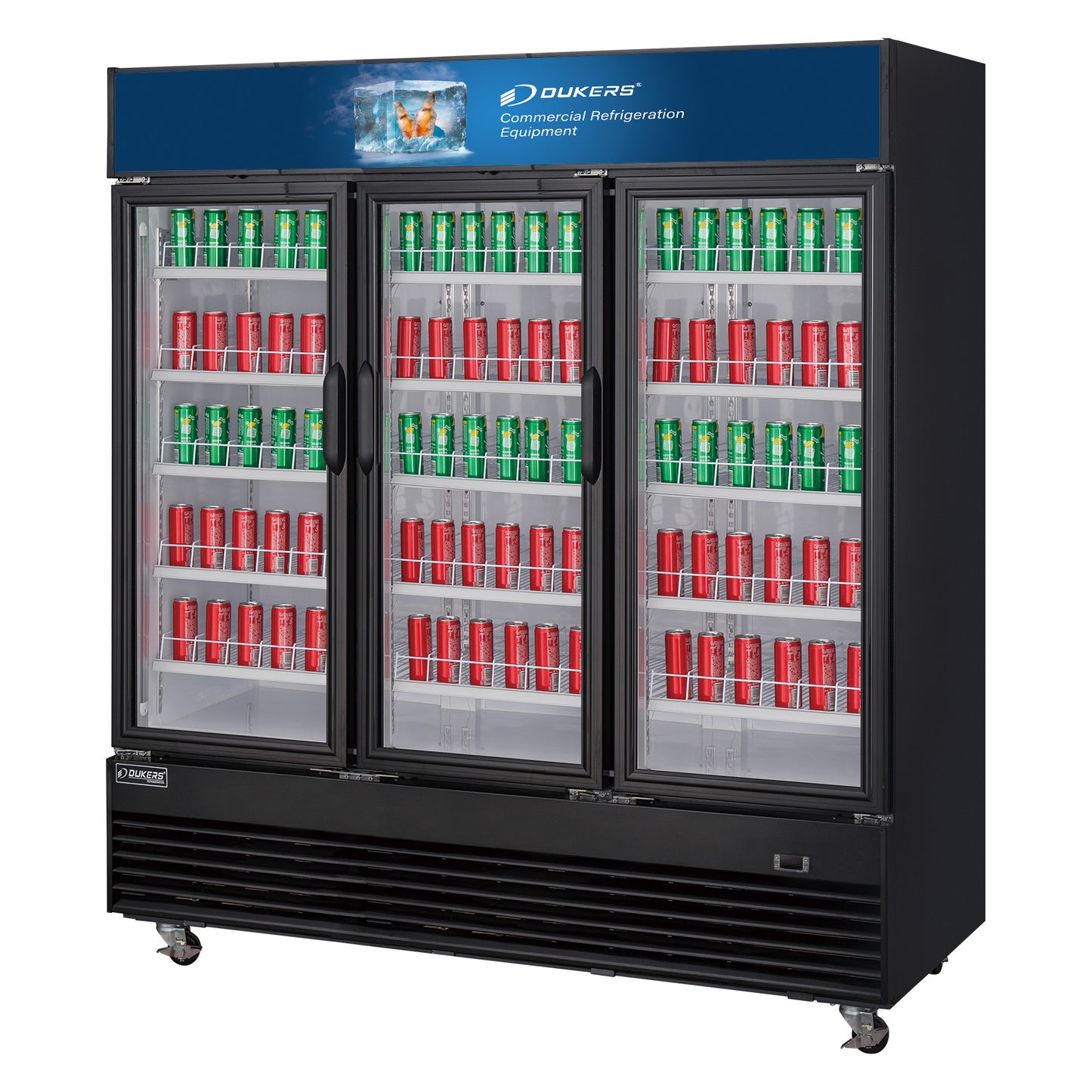 New Dukers DSM-69R Commercial Glass Swing 3-Door Merchandising Reach-in Cooler Refrigerator