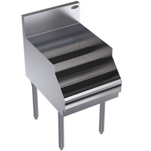 Like New Krowne KR24-18RD Royal Series Stainless Steel 4 Tier Raised 16 Bottle Liquor Display