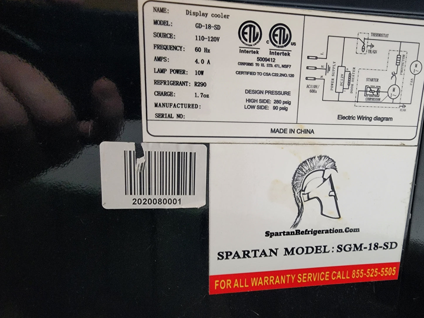 New Spartan SGM-18-SD Reach-In Refrigerator Merchandiser
