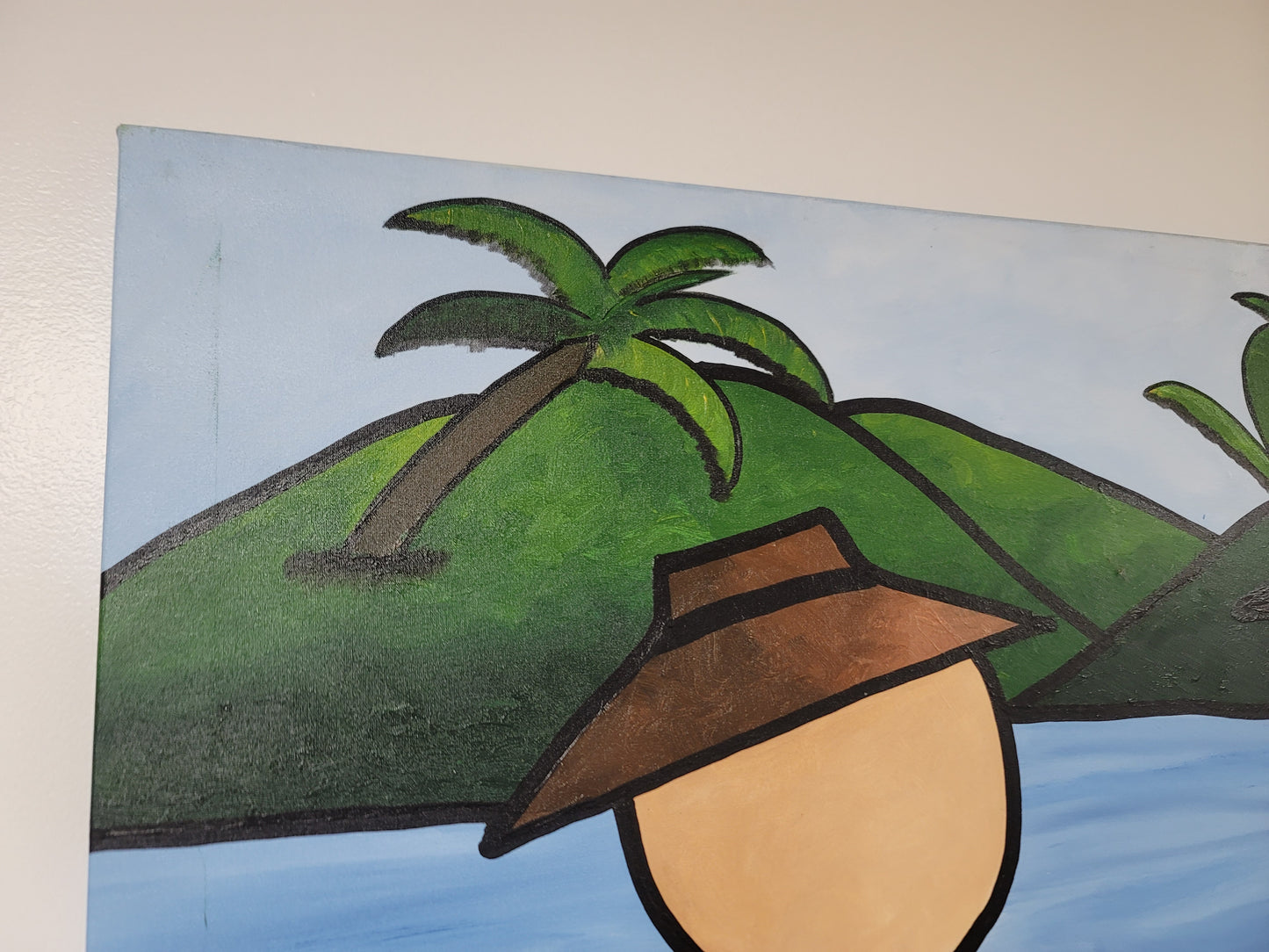 New Walmiru Original Faceless Painting on Canvas - Drinking Coconut Water 36" x 60"