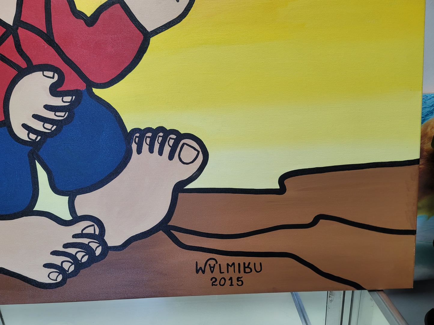 New Walmiru Original Faceless Painting on Canvas - Couple 36" x 60"