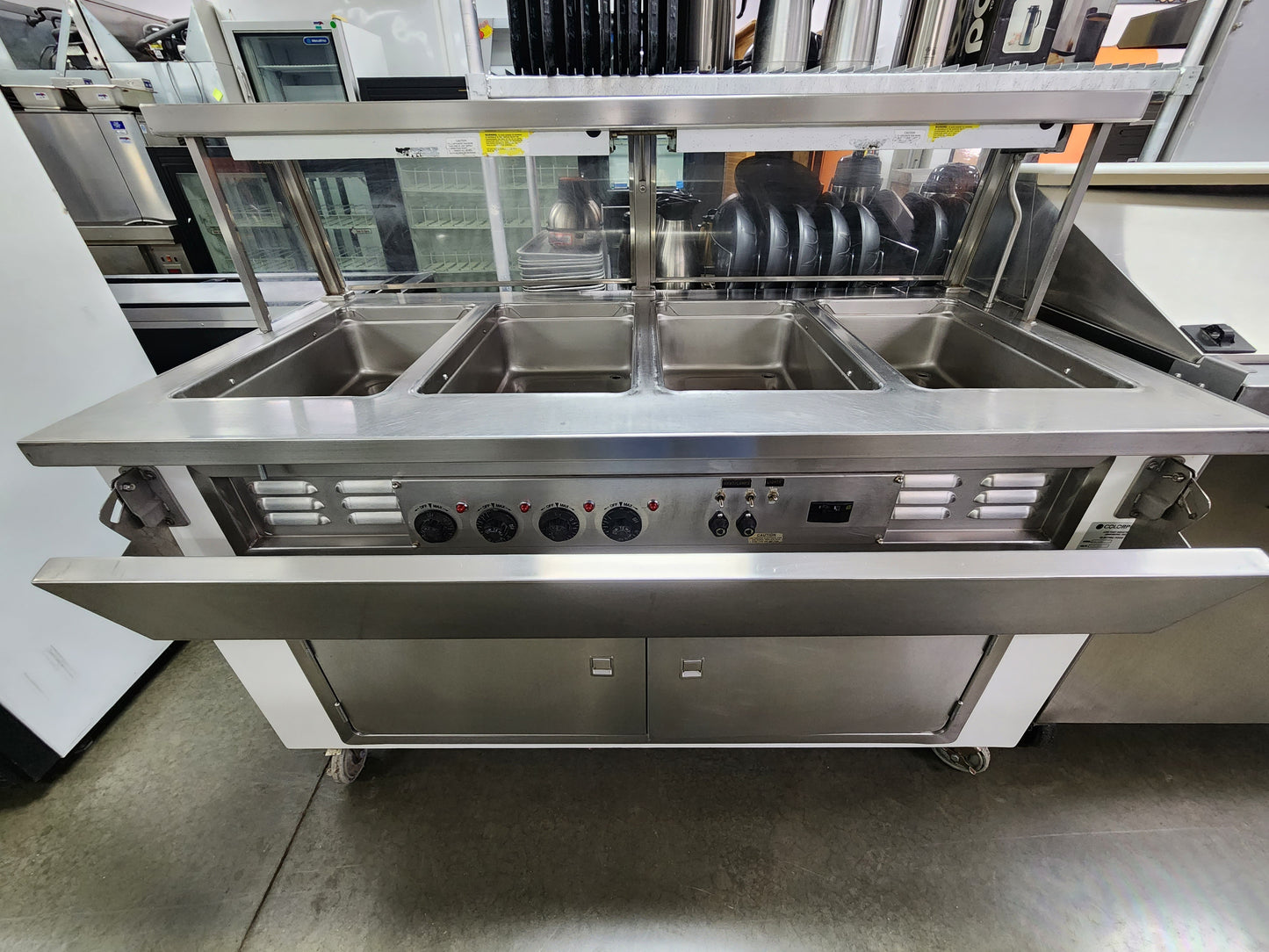 Used Colorpoint 5E4-CPA - 4 Open Well Steam Table with folding service shelves on each side
