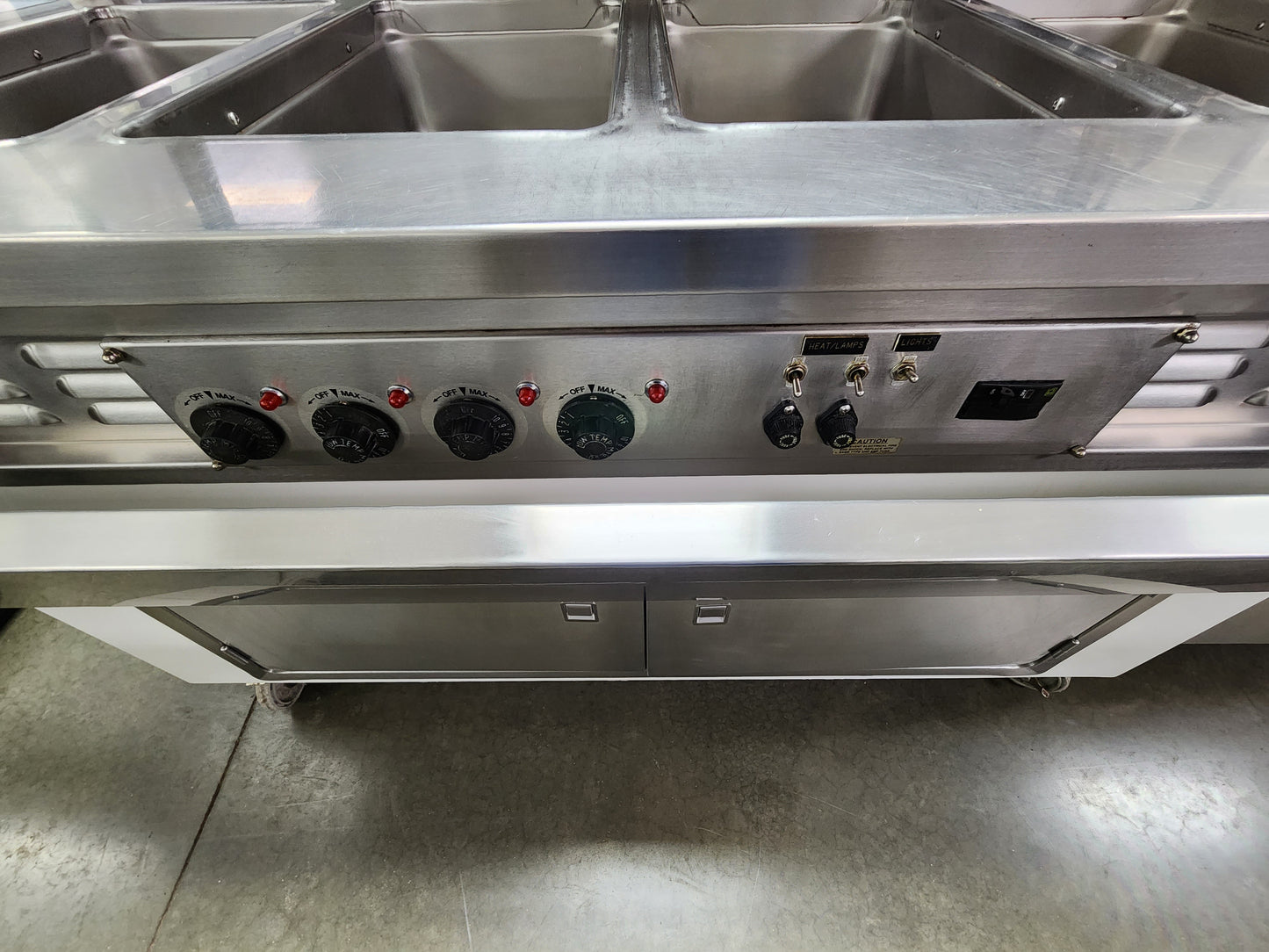 Used Colorpoint 5E4-CPA - 4 Open Well Steam Table with folding service shelves on each side