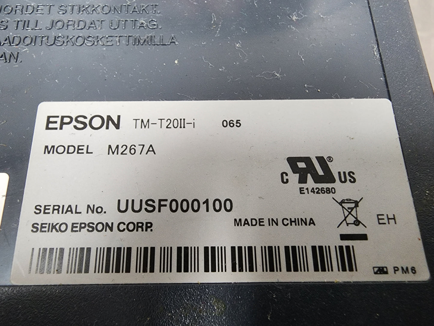 Used EPSON TM-T20II-i M267A Printer works with Toast POS