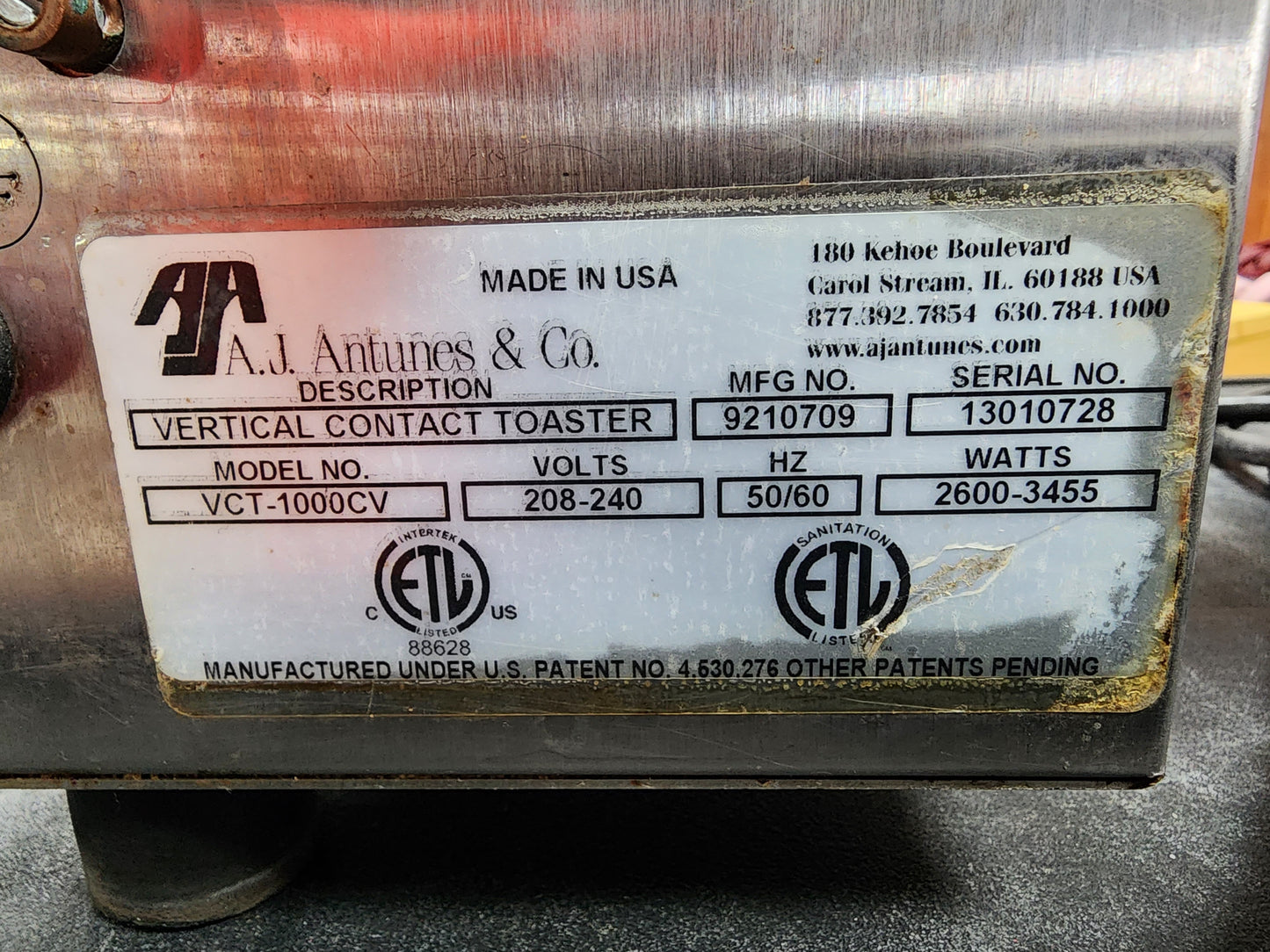 Used Antunes Roundup VCT-1000-9210709 Vertical double sided Toasting Toaster, 220v