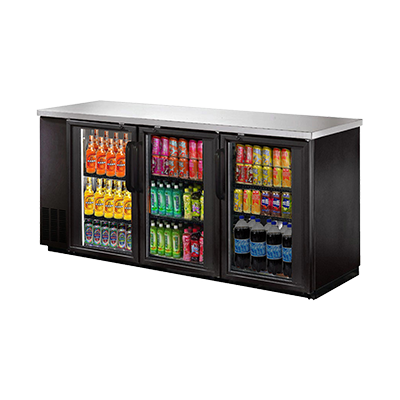 New Norpole NPGB-72 - 72" - 20 cu. ft. 3-Door "Swing" Under Bar Refrigerator in. Black