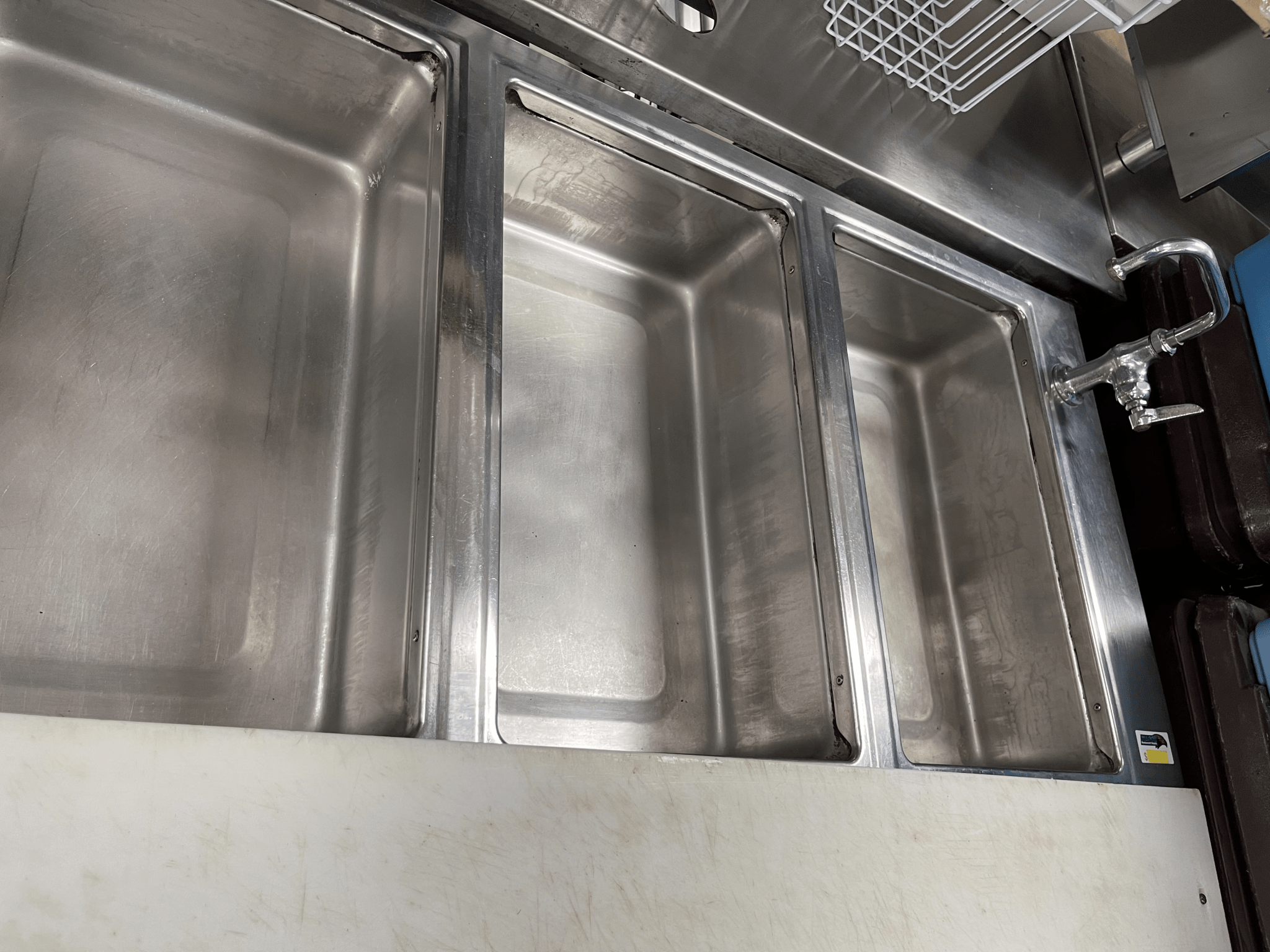 Used 48" Open Well 3 Pan Electric Stainless Steel Steam Table with Faucet 220V - Falcon Restaurant Supply - 3