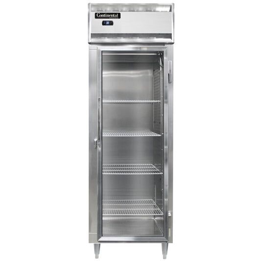 New Continental D1RSNSSGD 26" Glass Door Reach-in Shallow Depth Cooler Refrigerator 120V