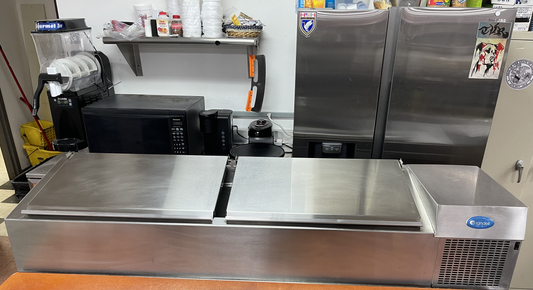 Used Randell CR9074-290 Refrigerated Countertop Condiment Prep Table 74"W 120V