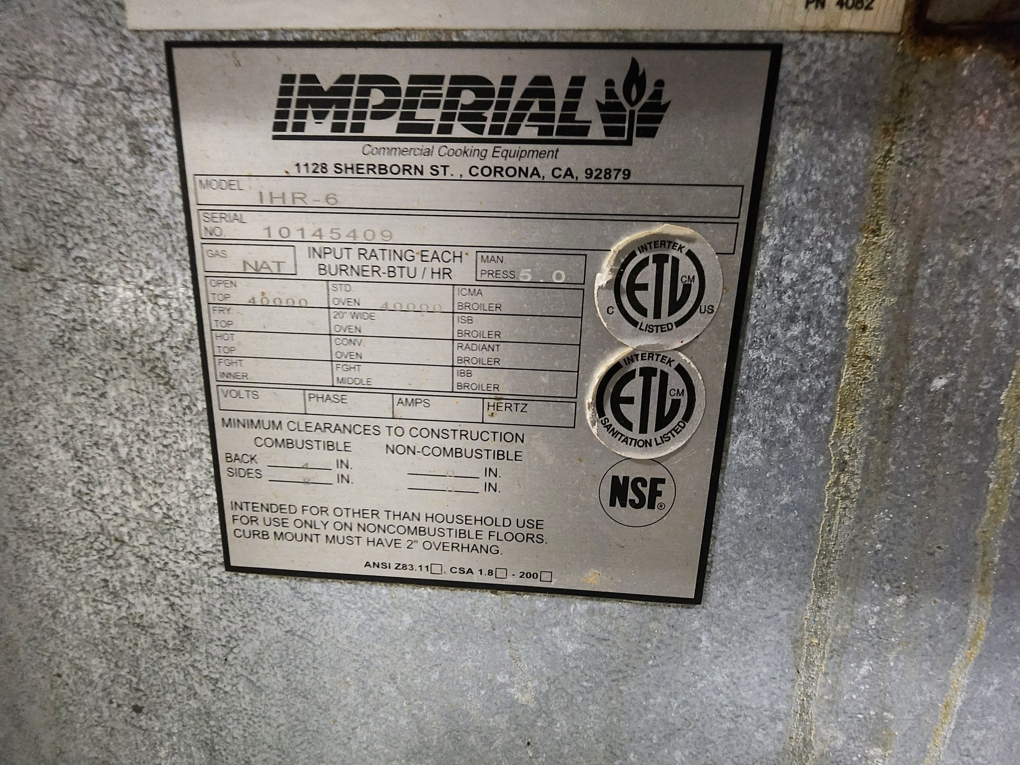 Used Imperial IHR - 6 - x2 - 12 - Burner Cooktop Range with Standard Oven, Natural Gas - Falcon Restaurant Supply - 11