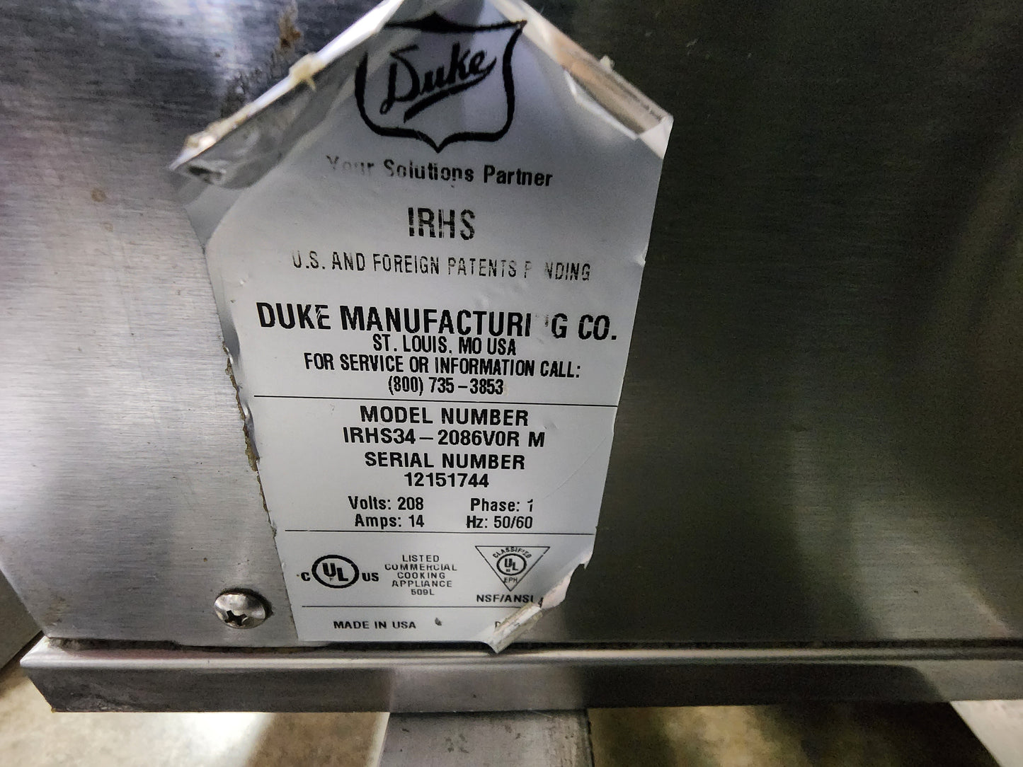 Used Duke IRHS34-2086V0R M Pass Thru Heated Food Warmer Holding Cabinet - JS