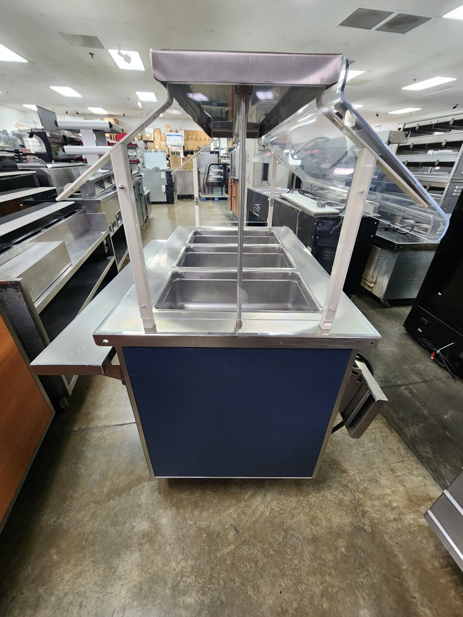 Used 3 Open Well Digital Controls Steam Table w/under cabinet storage