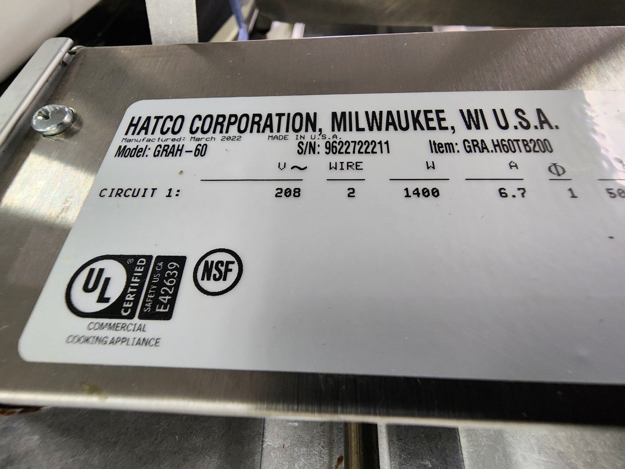 Used Hatco GRAH - 60 60" High Watts Infrared Strip Food Warmer - Heat Lamp 208V 1400W - Falcon Restaurant Supply - 6