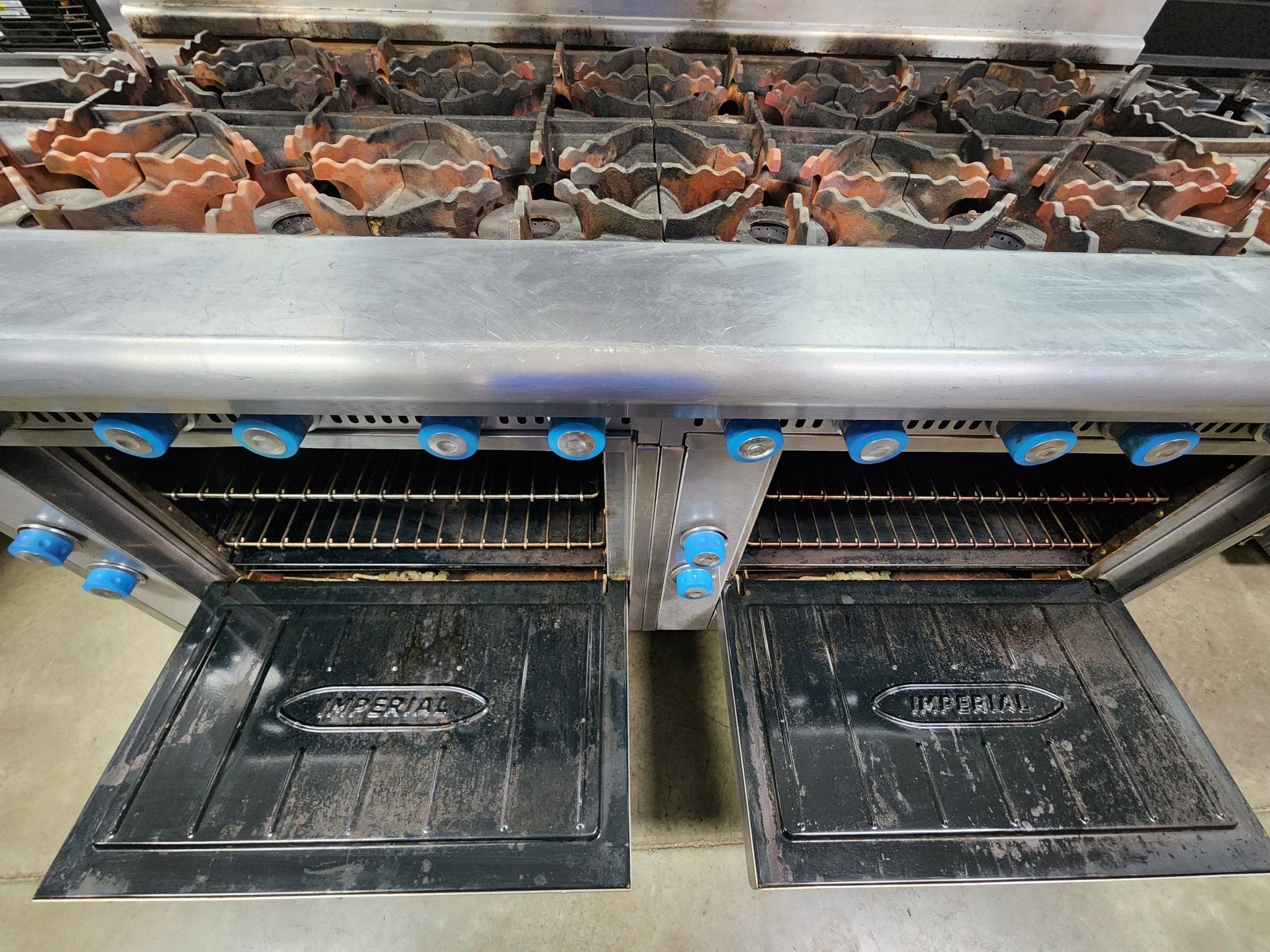 Used Imperial IHR - 6 - x2 - 12 - Burner Cooktop Range with Standard Oven, Natural Gas - Falcon Restaurant Supply - 4