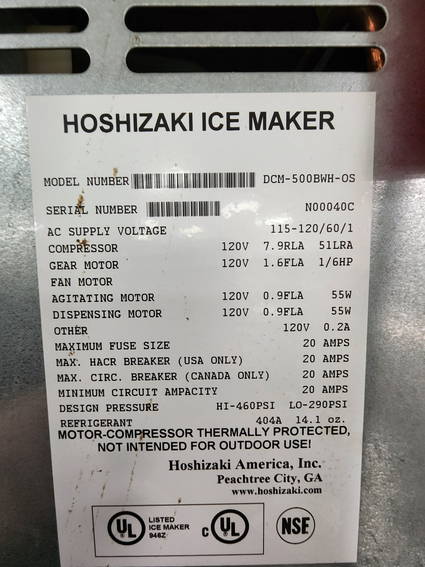 Hoshizaki DCM-500BWH-OS Opti-Serve Ice Maker and Water Dispenser - 40 lb. Storage Water Cooled