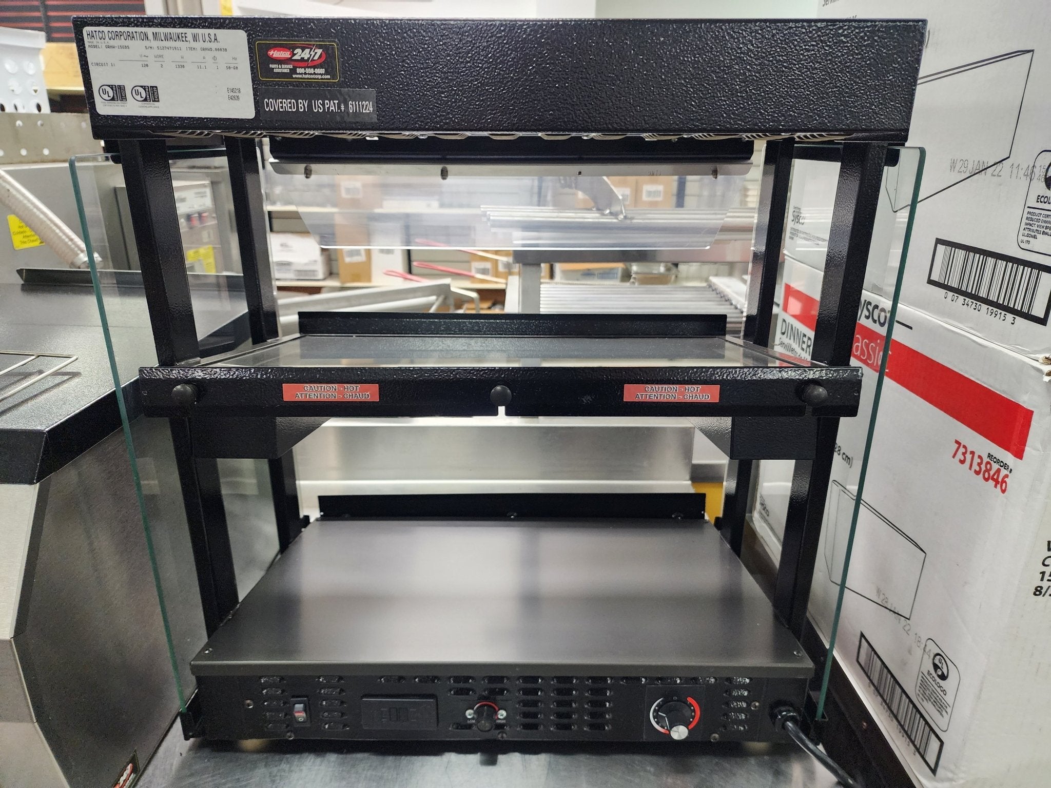 Used Hatco GRHW - 1SGD Mini - Merchandising Warmer, Heated Glass - Shelf & Breath Protector - Falcon Restaurant Supply - 3