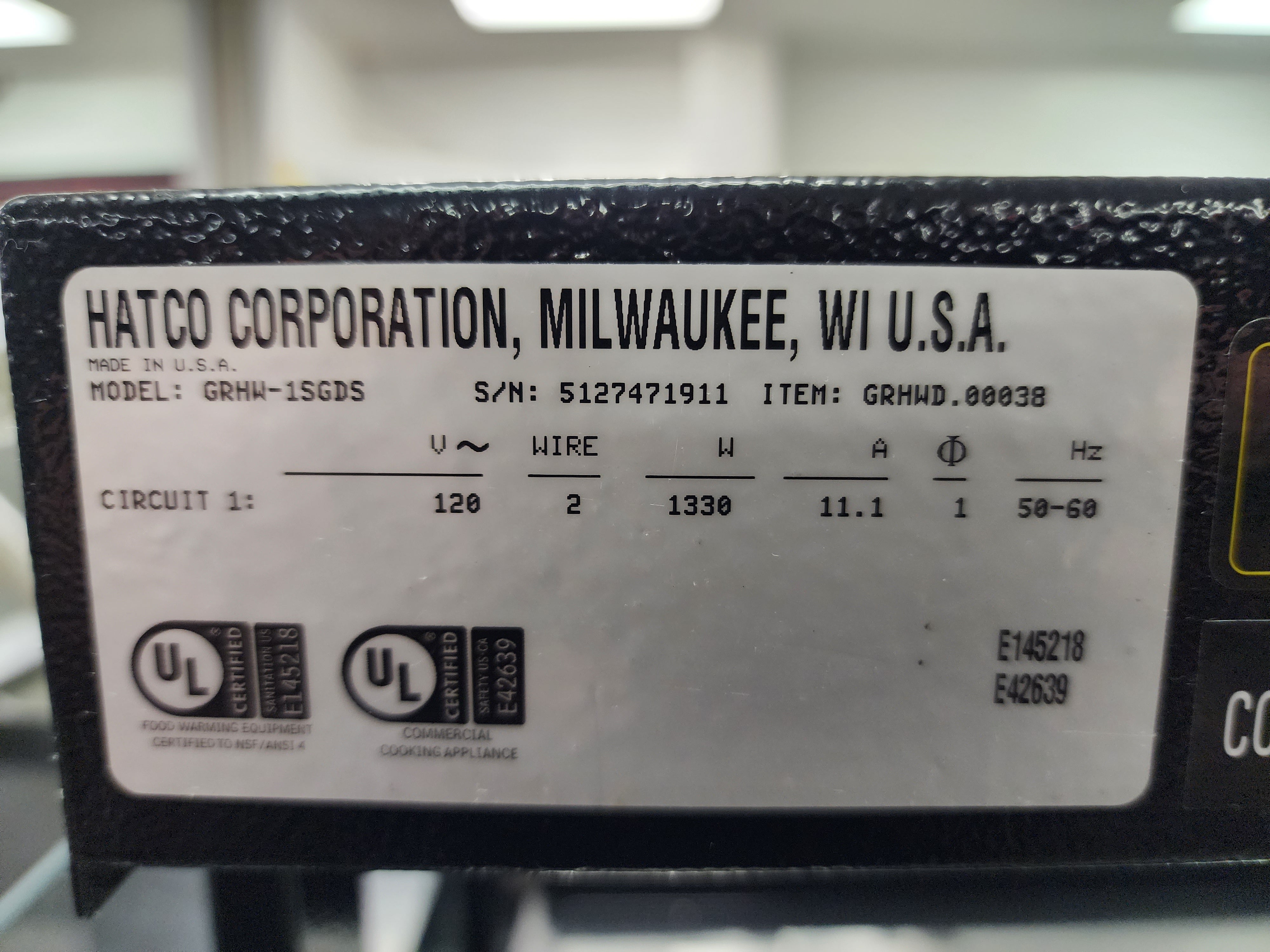 Used Hatco GRHW-1SGD Mini-Merchandising Warmer, Heated Glass-Shelf & Breath Protector