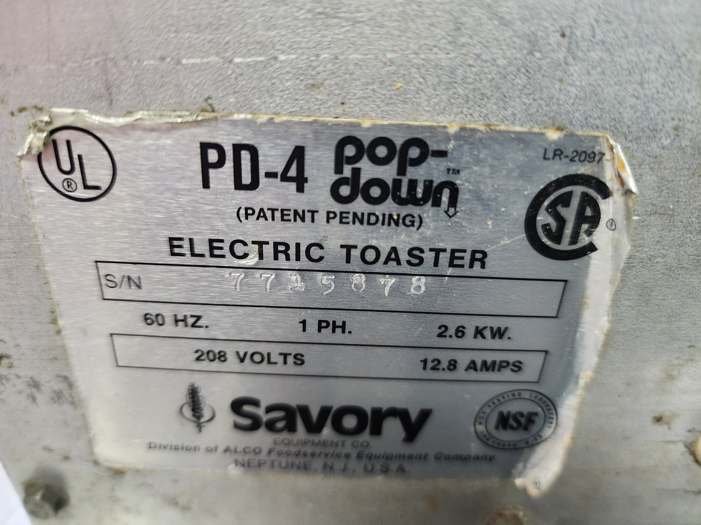 Savory PD-4 Commercial Pop-Down Toaster