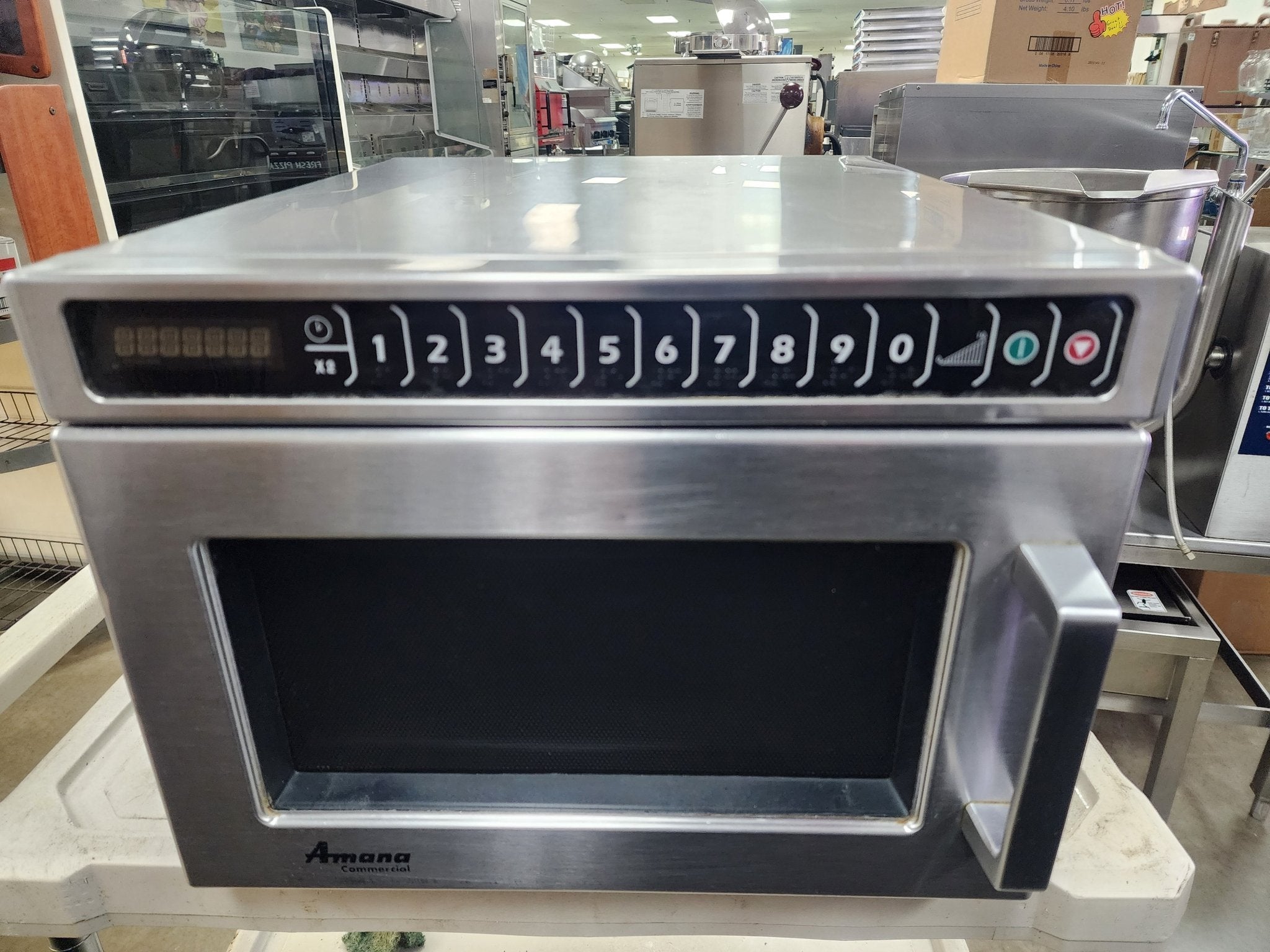 Used Amana HDC12A2 Heavy Duty Stainless Steel Commercial Microwave with Push Button Controls - 120V, 1200W - Falcon Restaurant Supply - 3