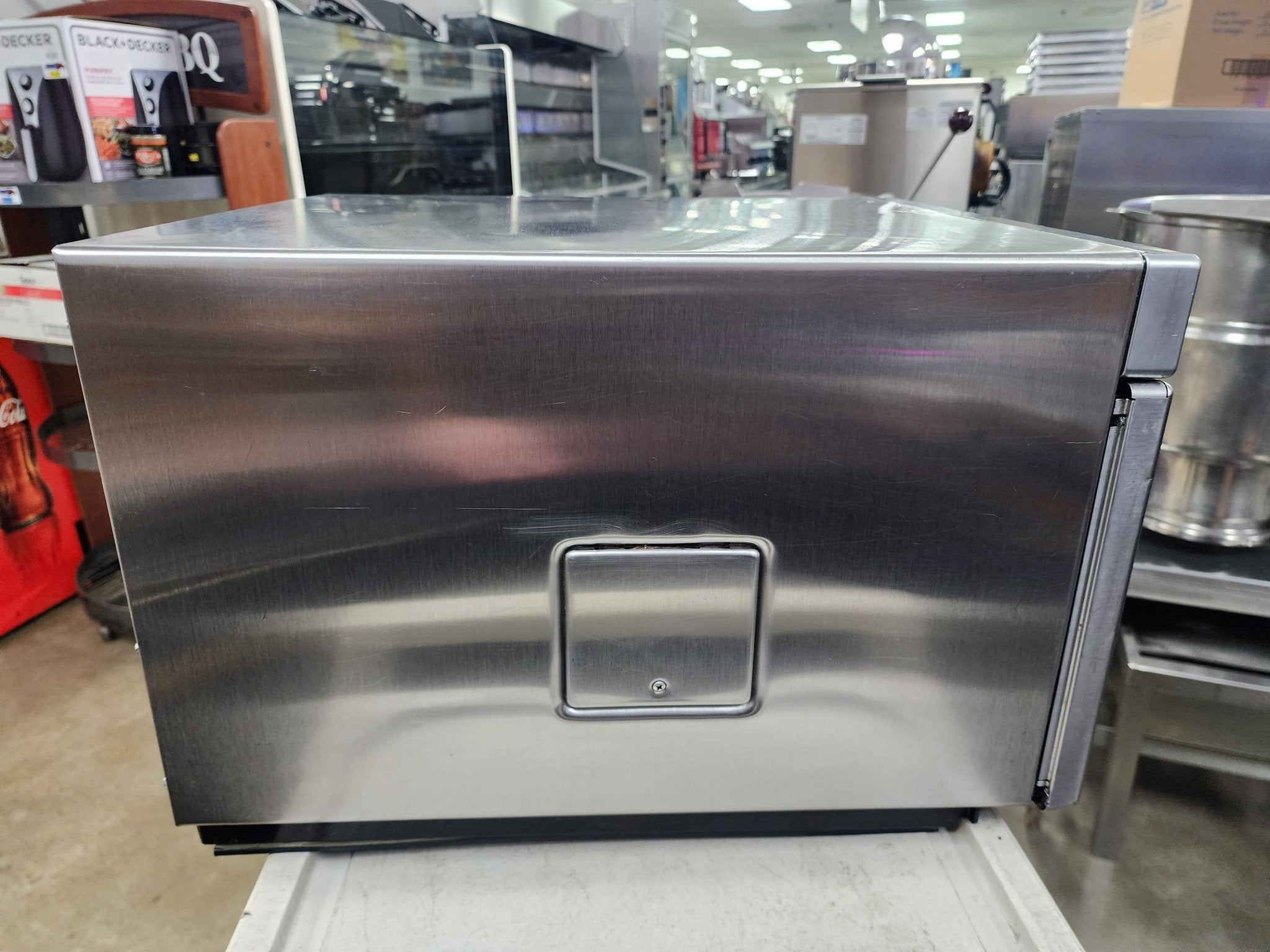 Used Amana HDC12A2 Heavy Duty Stainless Steel Commercial Microwave with Push Button Controls - 120V, 1200W - Falcon Restaurant Supply - 7