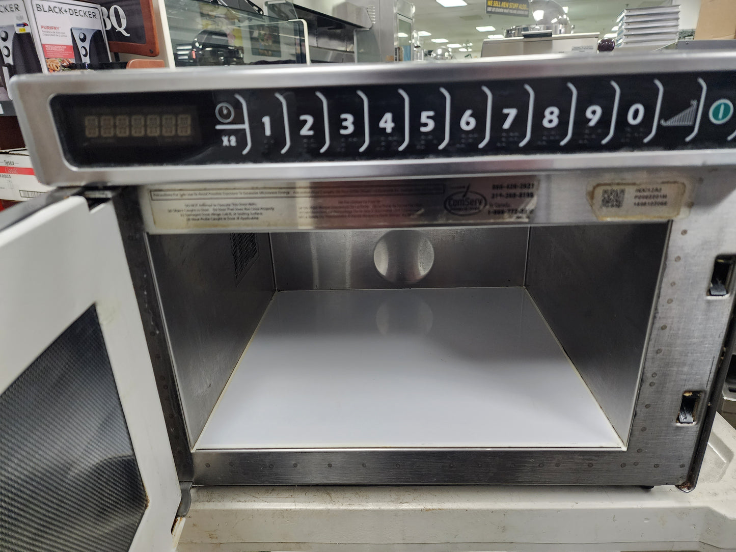 Used Amana HDC12A2 Heavy Duty Stainless Steel Commercial Microwave with Push Button Controls - 120V, 1200W