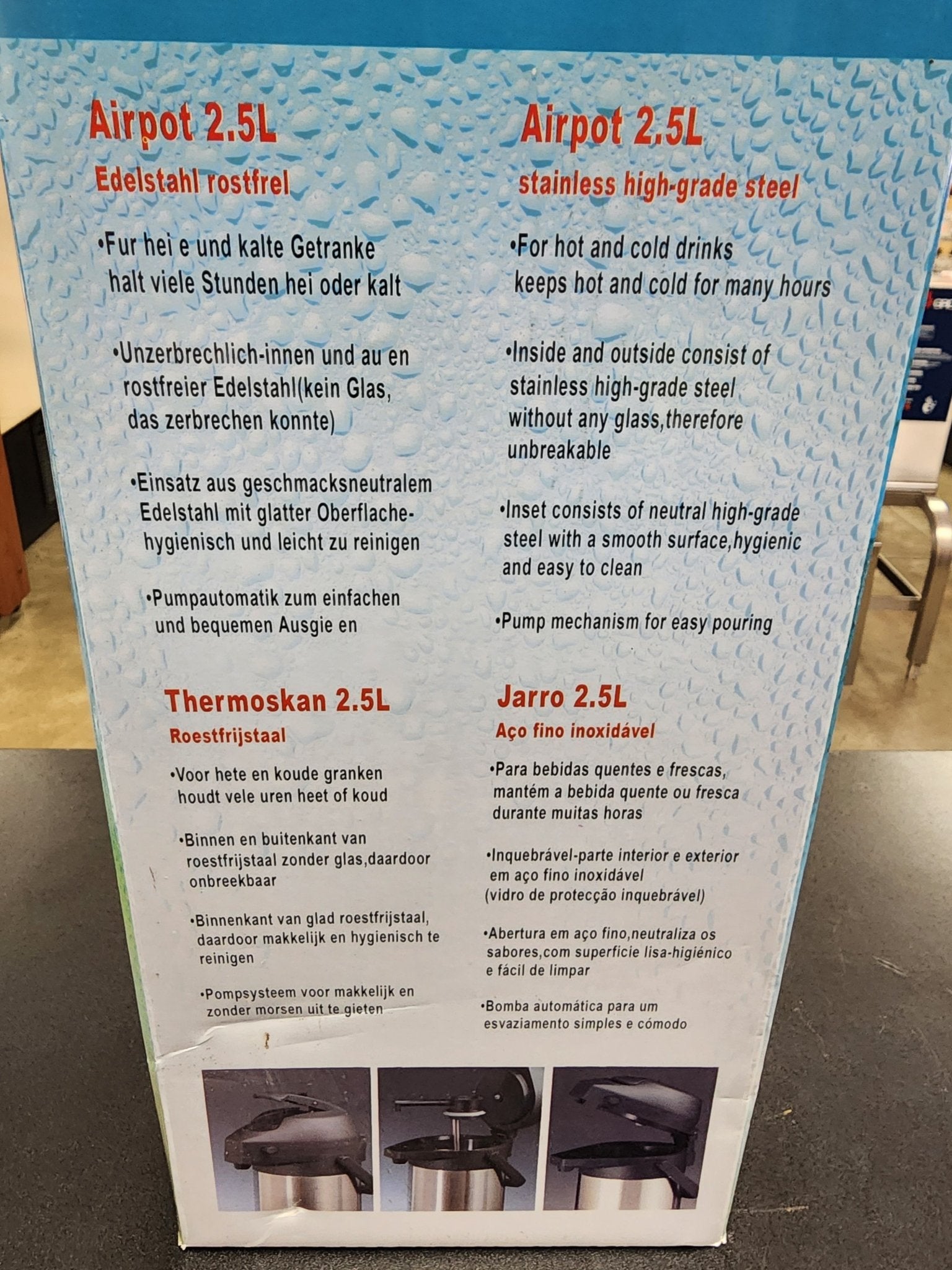 New Airpot 2.5L Stainless Steel Coffee Server High Grade Steel