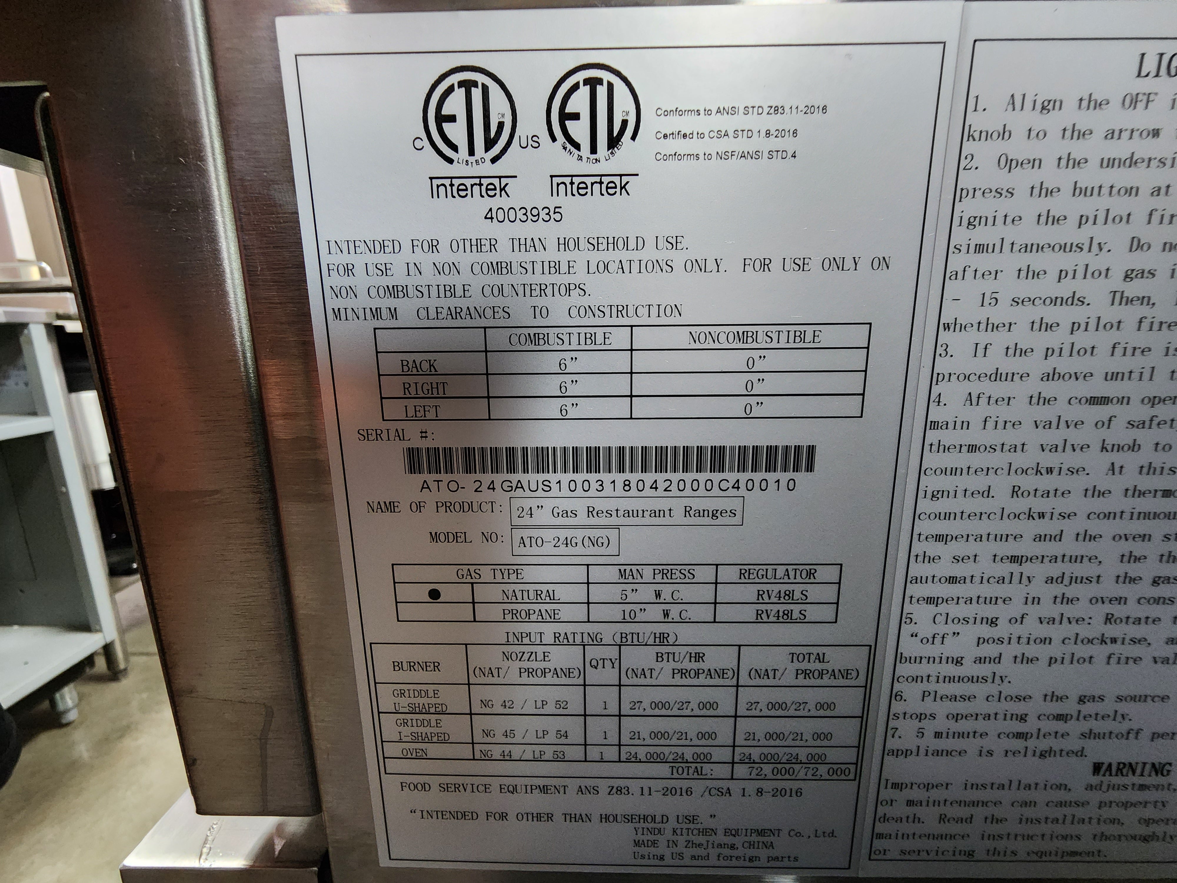 New Atosa AGR-24G CookRite 24" Gas Flat Top Griddle Range w/ Oven & 3/4" Thick Plate