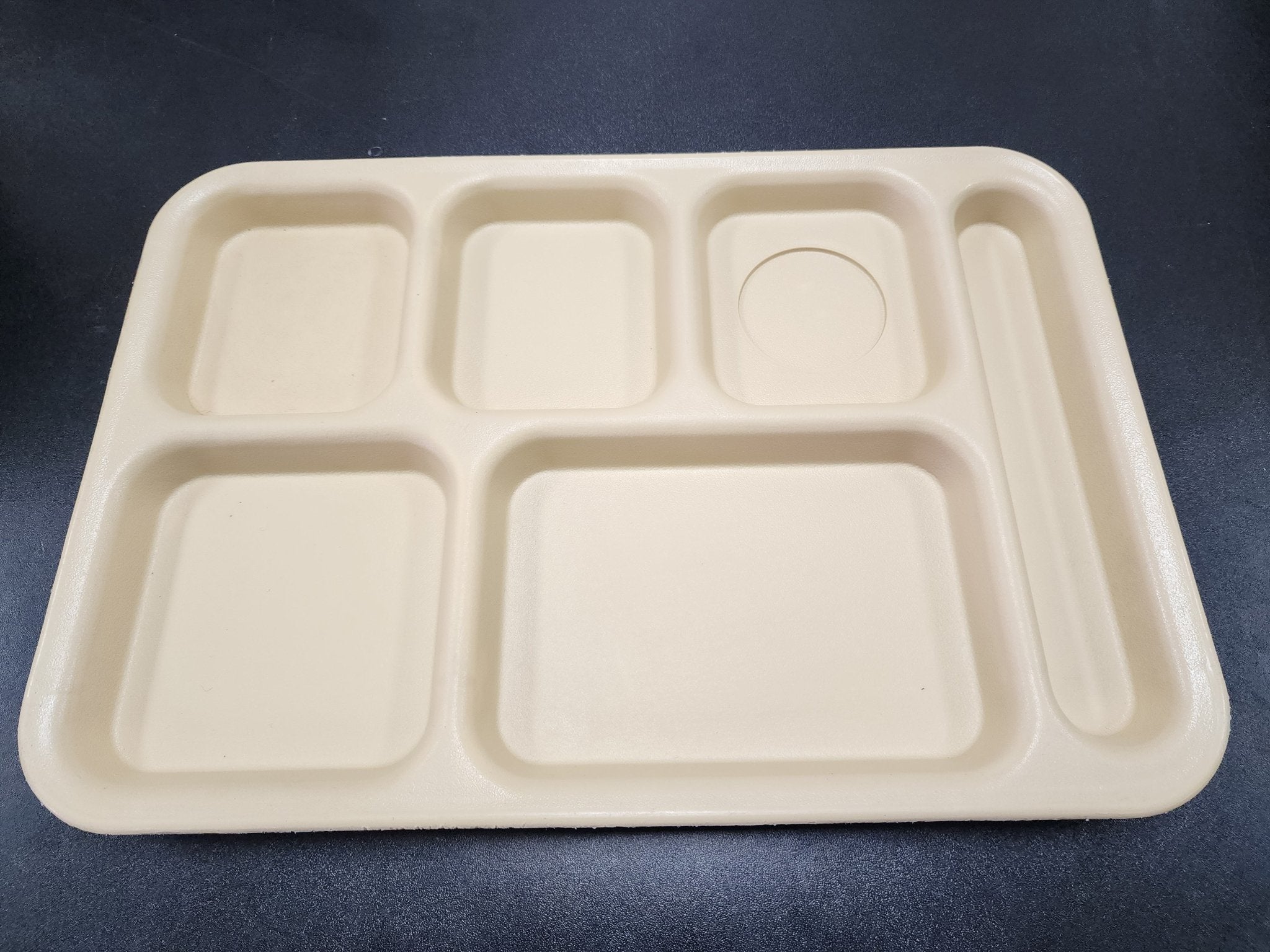 Used Cambro 10146CW133, Camwear® 10" X 14" 6 Compartment Beige Food Tray - Falcon Restaurant Supply - 1