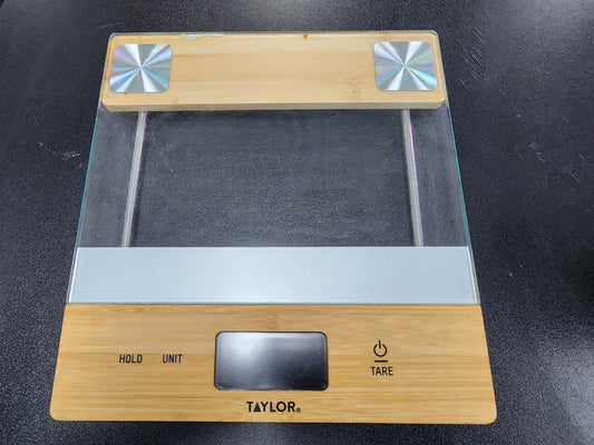 Used Taylor Digital Glass/Bamboo Household Kitchen Scale, 11 Pound Capacity, Natural