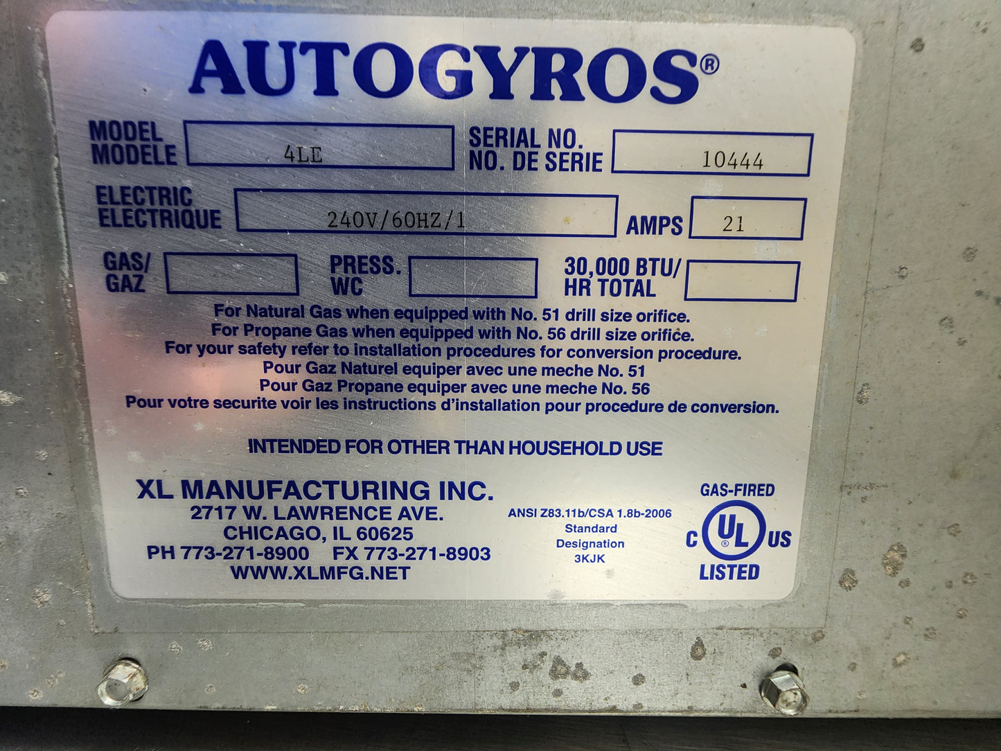 Used Autogyros 4LE 65 lb. Electric Vertical Gyro Broiler - 208V