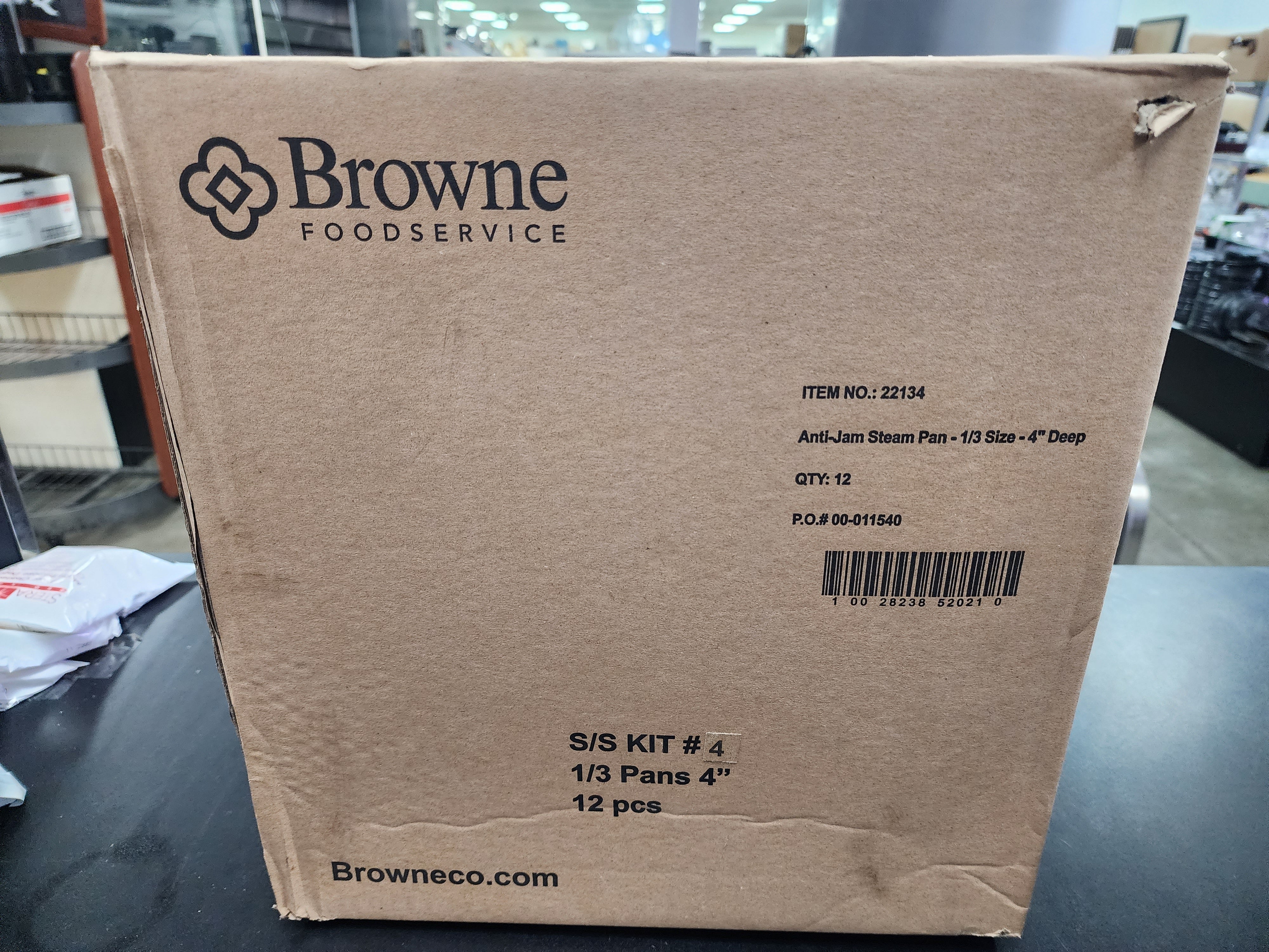 Browne 22134 - Stainless Steel Steam Table Food Pan, 1/3 Size 4" Deep Case of 12