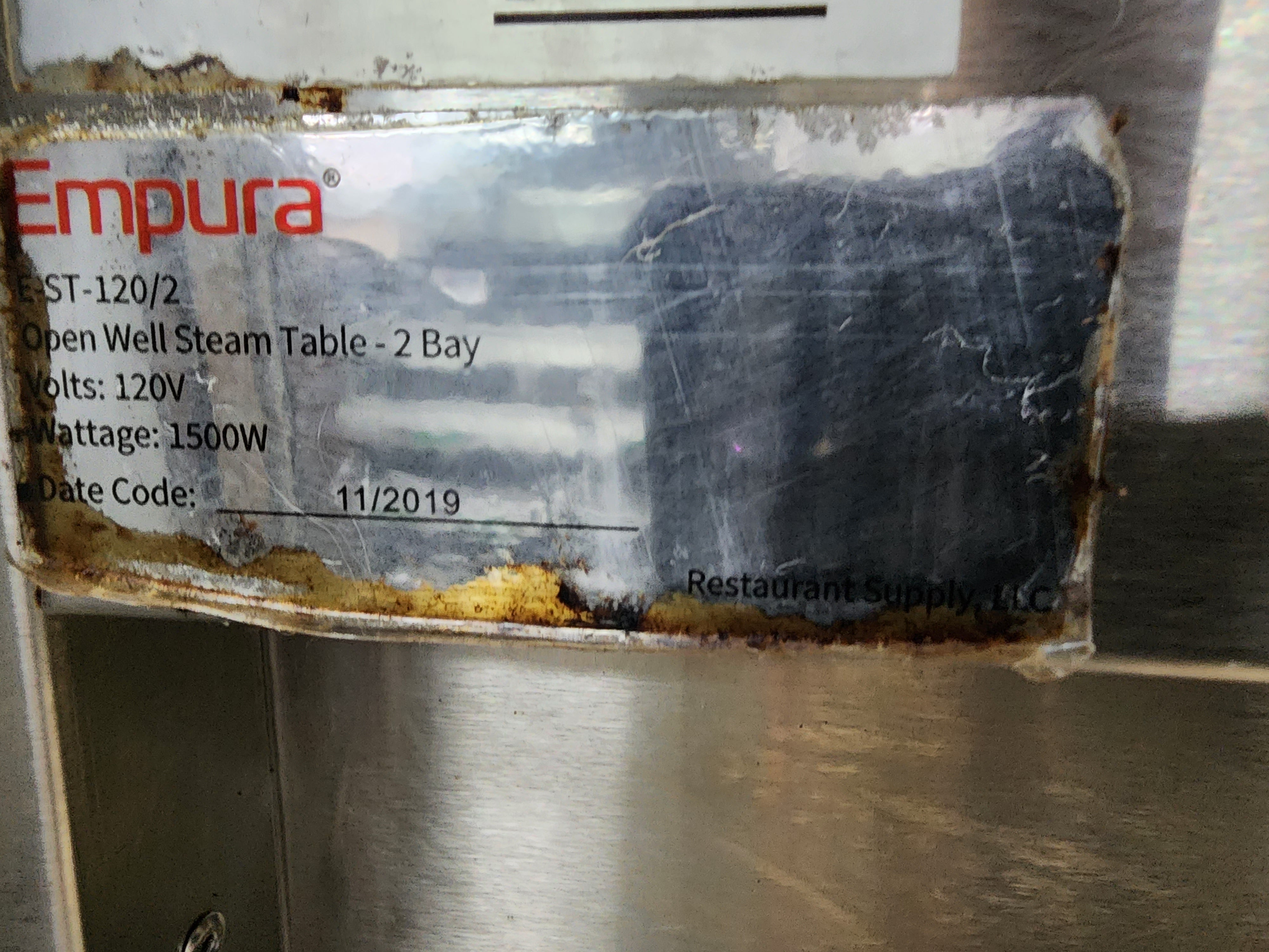 Used Empura E-ST-120/2 Two Pan Electric Steam Table with Undershelf - Open Well - 120V