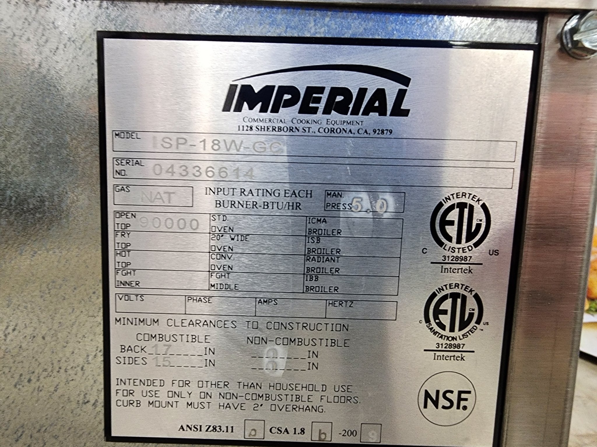 New Imperial ISP - 18 - W 18" Gas Wok Range w/Wok & w/Stock Pot Grate - Falcon Restaurant Supply - 7