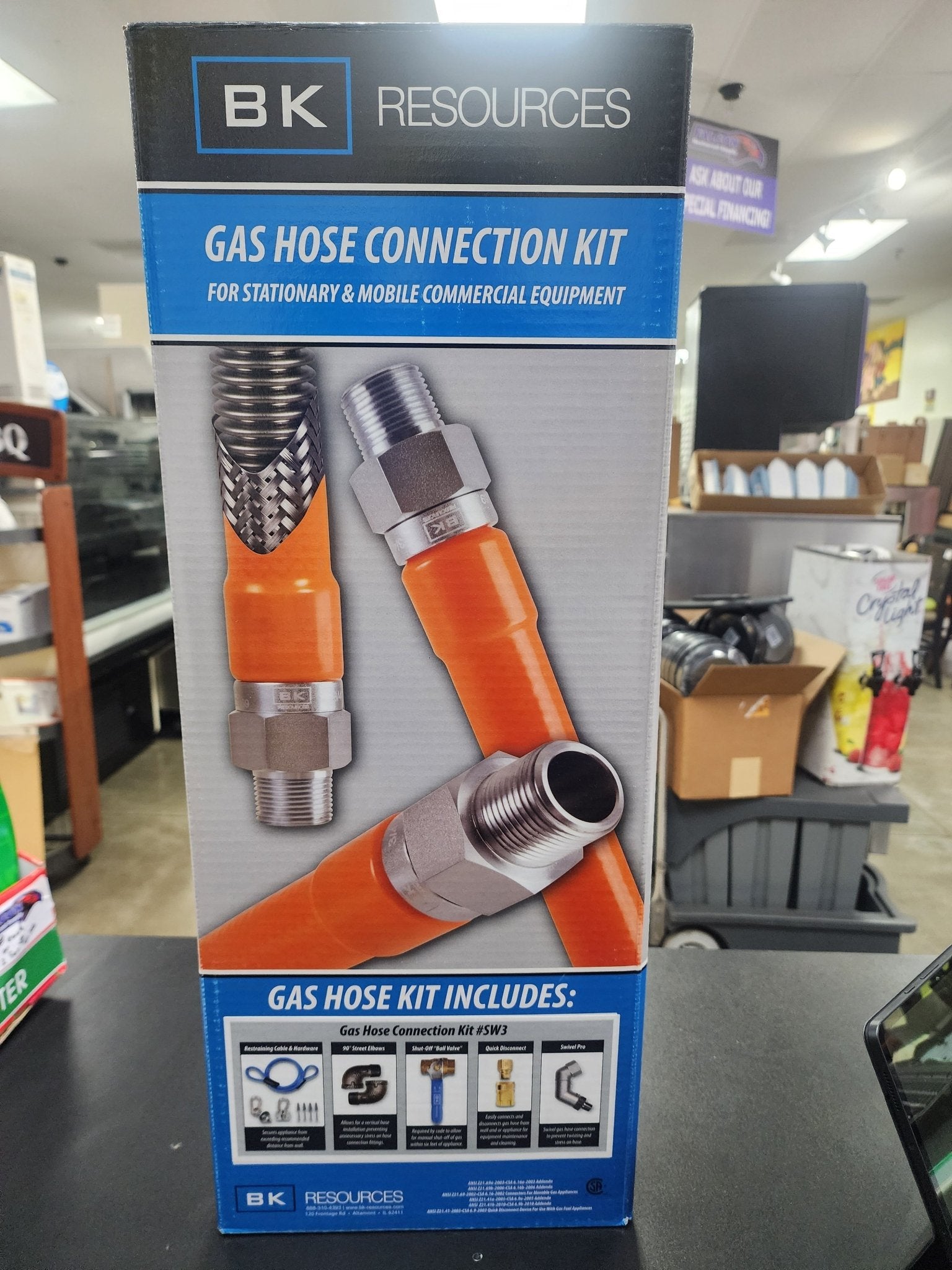 New 3/4" X 60" Gas Hose Connector and Swivel - Pro Kit - Falcon Restaurant Supply - 3