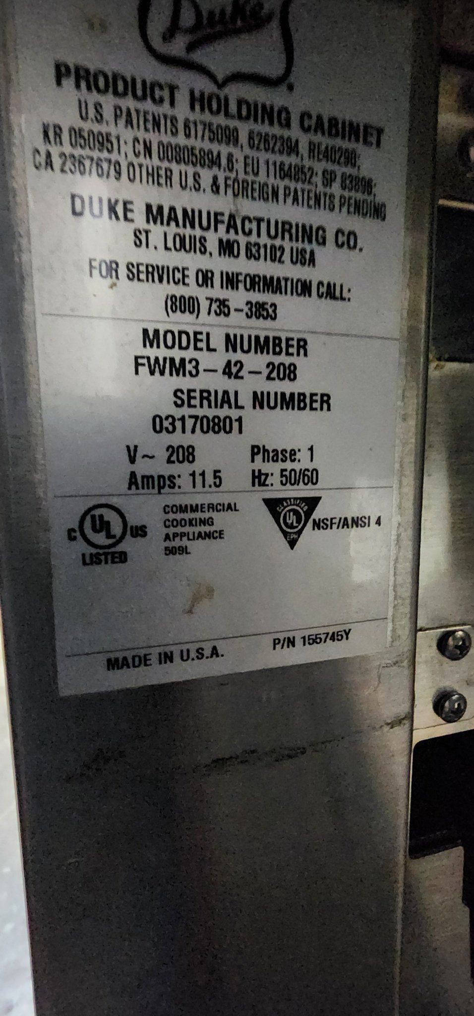 Used DUKE FWM3 - 42 Pass - Through Heated Food Warmer Holding Cabinet 208 Volts - Falcon Restaurant Supply - 5