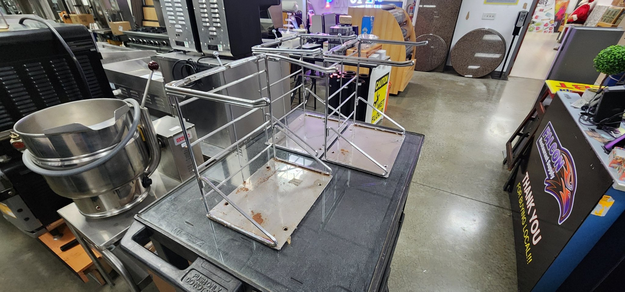 Used Stainless Steel T-Shirt Shopping Bag Stand Store Holder Rack Grocery Bagging - Falcon Restaurant Supply - 2