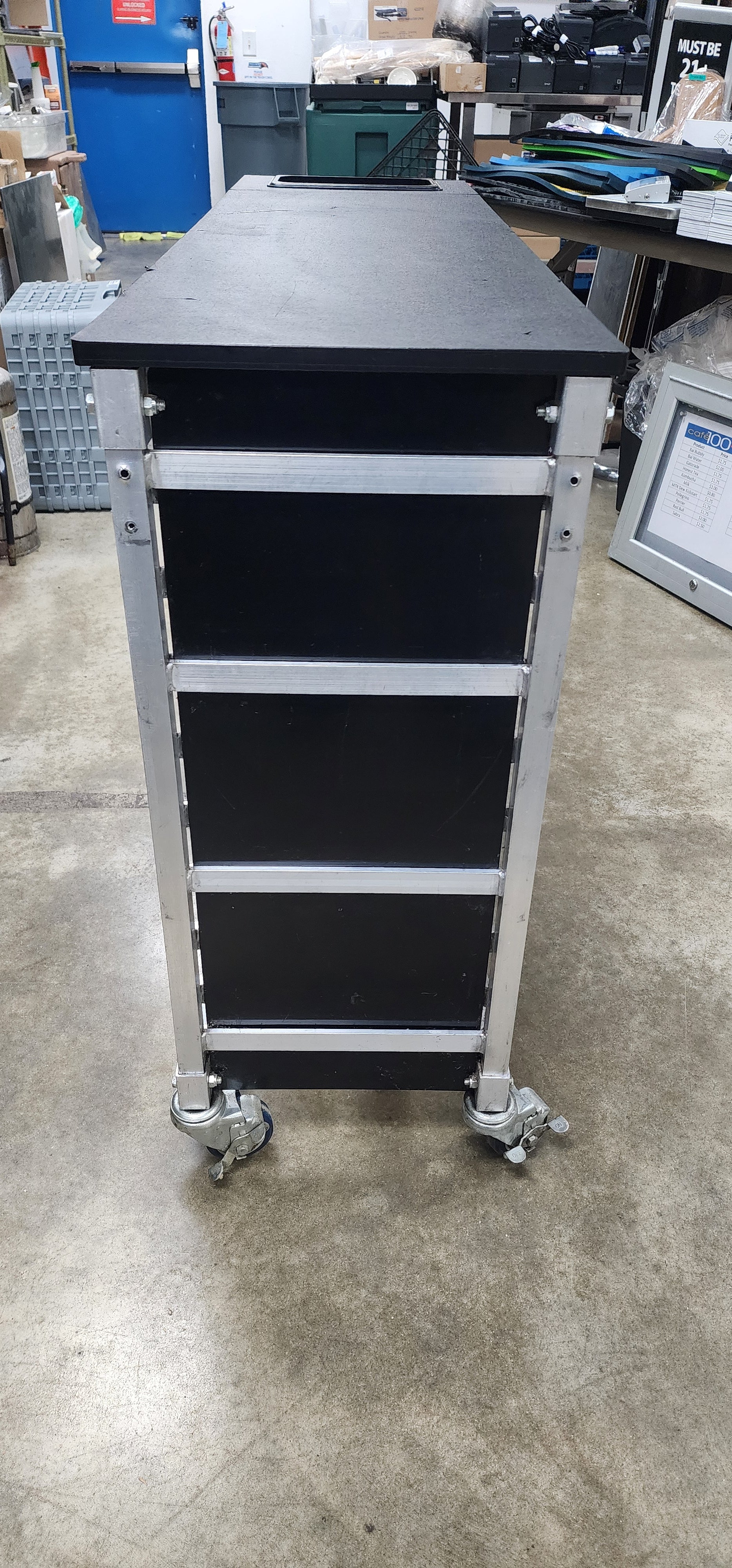 Used Half Size Sheet Pan Cart w/Tray 50.5" L x 14" W x 34" H