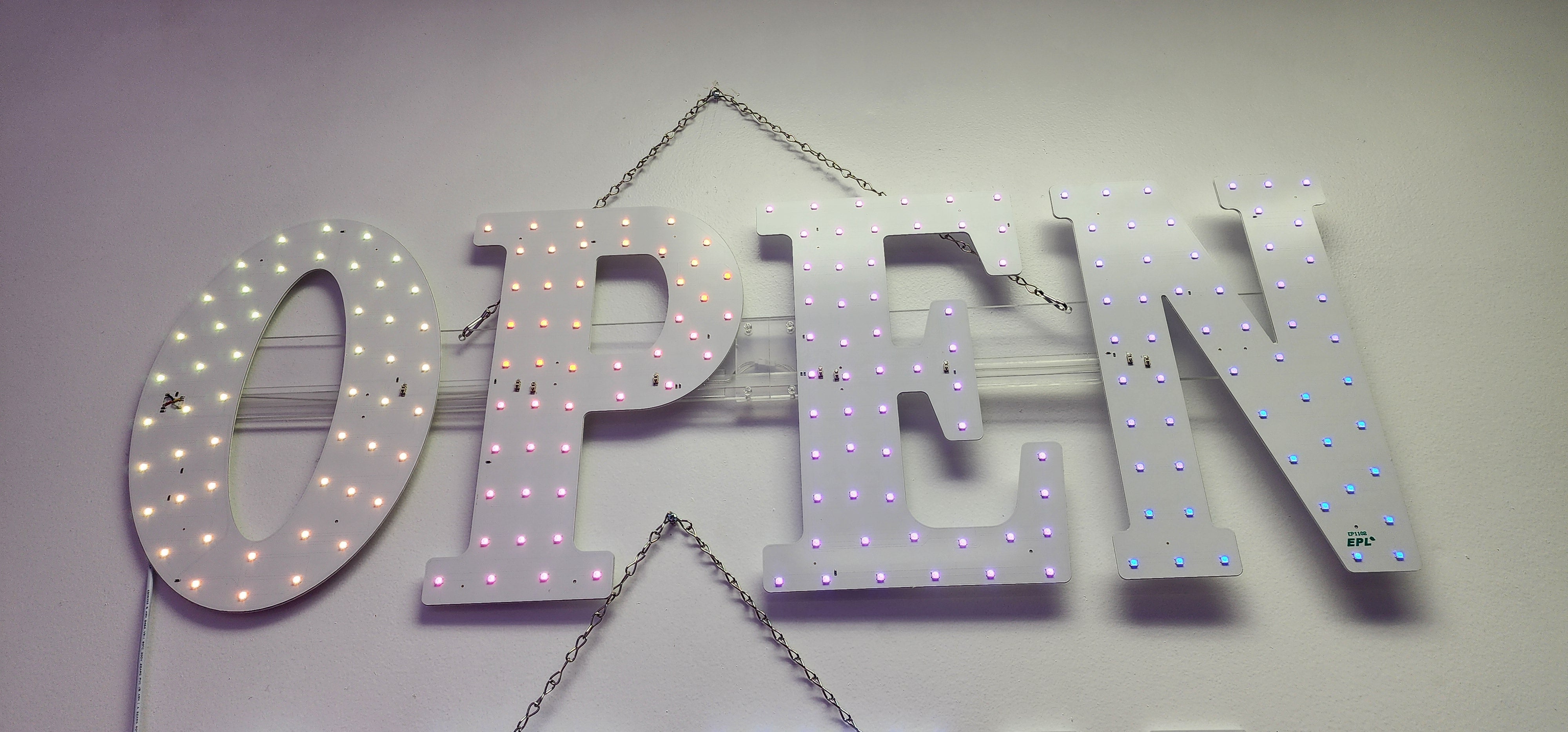 Open Medium Size LED Sign - RGBW WAVE EFFECT, 14X40"