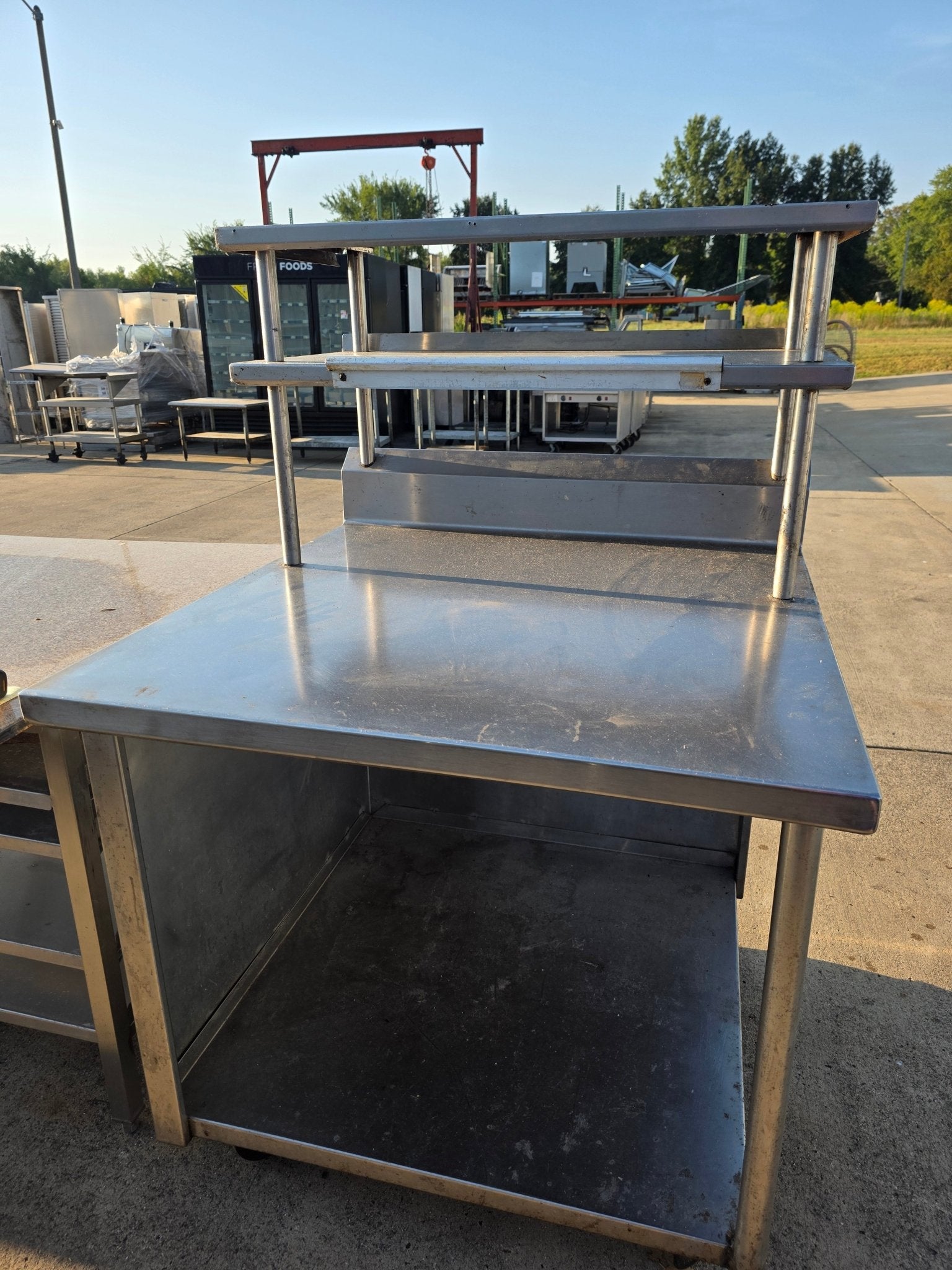 Used 38" Stainless Steel Table with Over Shelves and Casters - SS333 - COZ