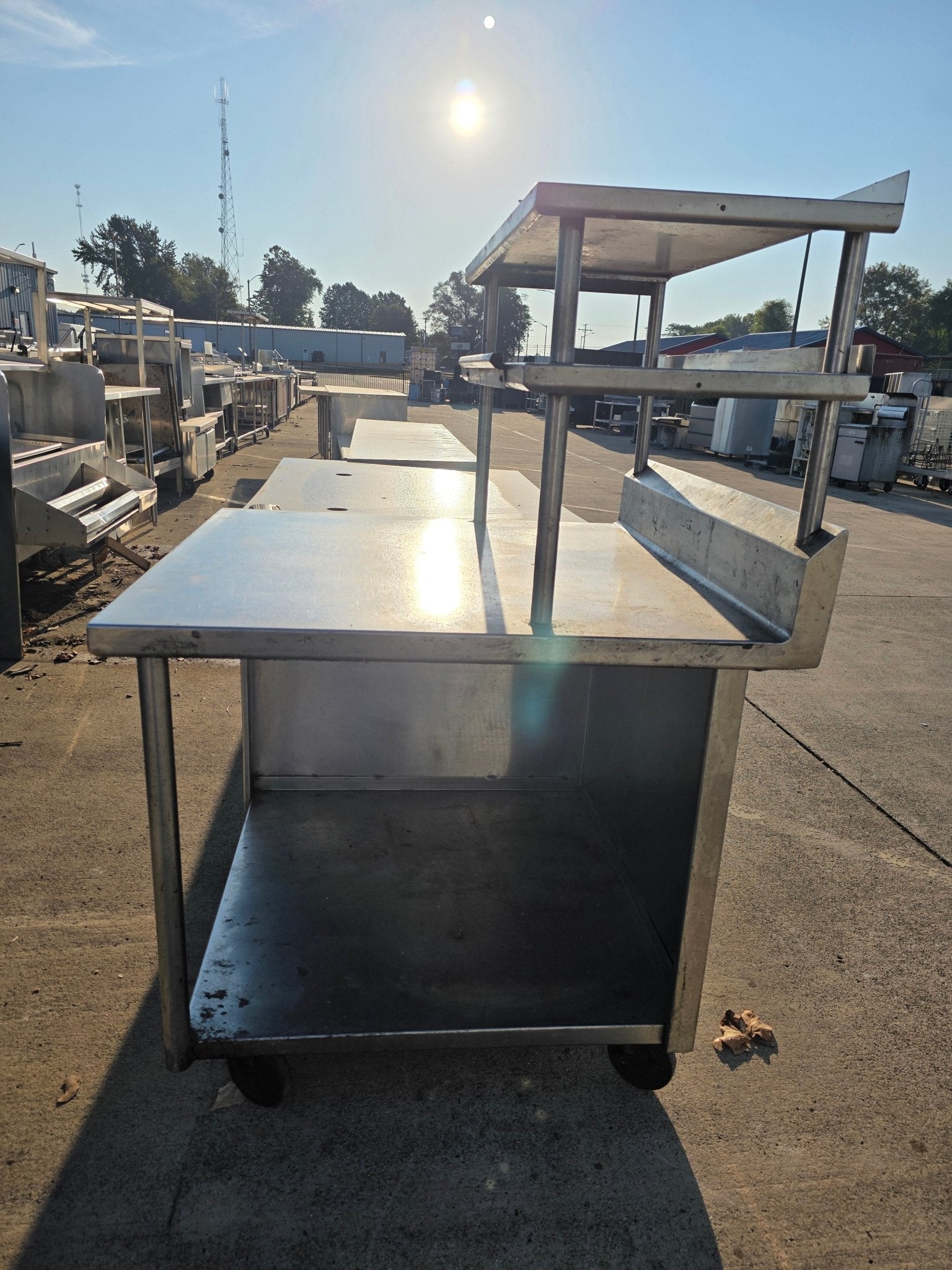 Used 38" Stainless Steel Table with Over Shelves and Casters - SS333 - COZ - Falcon Restaurant Supply - 3