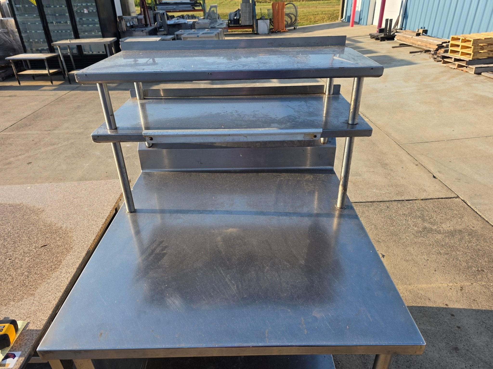 Used 38" Stainless Steel Table with Over Shelves and Casters - SS333 - COZ - Falcon Restaurant Supply - 4
