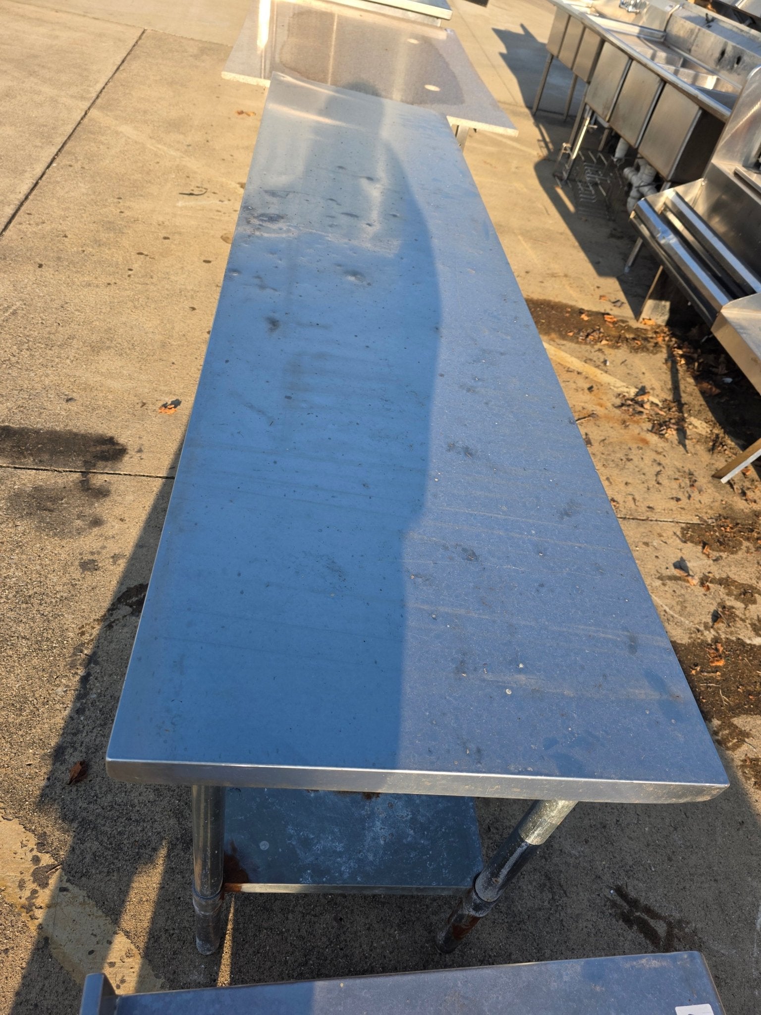 Used 97" Stainless Steel Table with shelf - SS334 - Falcon Restaurant Supply - 3
